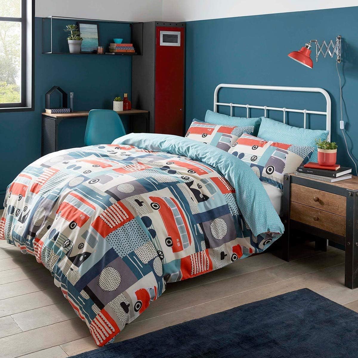 VW Official Bedding - Block Print Duvet Cover Set (King Size Duvet Cover Set 228cm x 218cm)