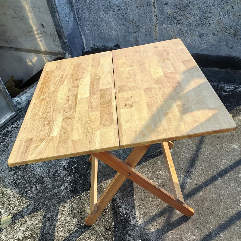 30.7“Solid Wood Folding Dining Table, Multipurpose Square Desk | No Installation, Portable for Indoor Outdoor, Kitchen, Office, Easy Storage & Space Saving