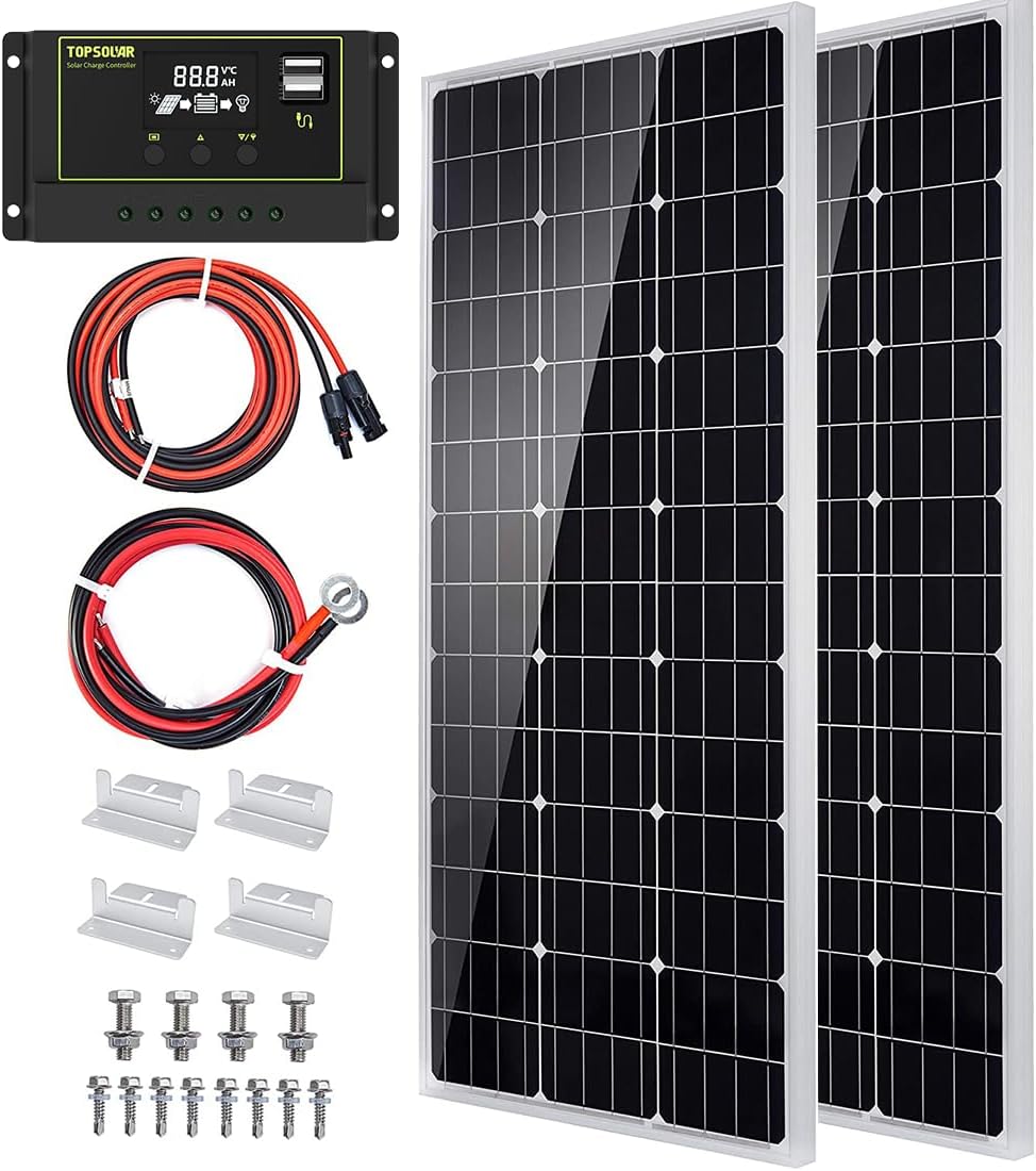 Topsolar 200W Solar Panel Kit components