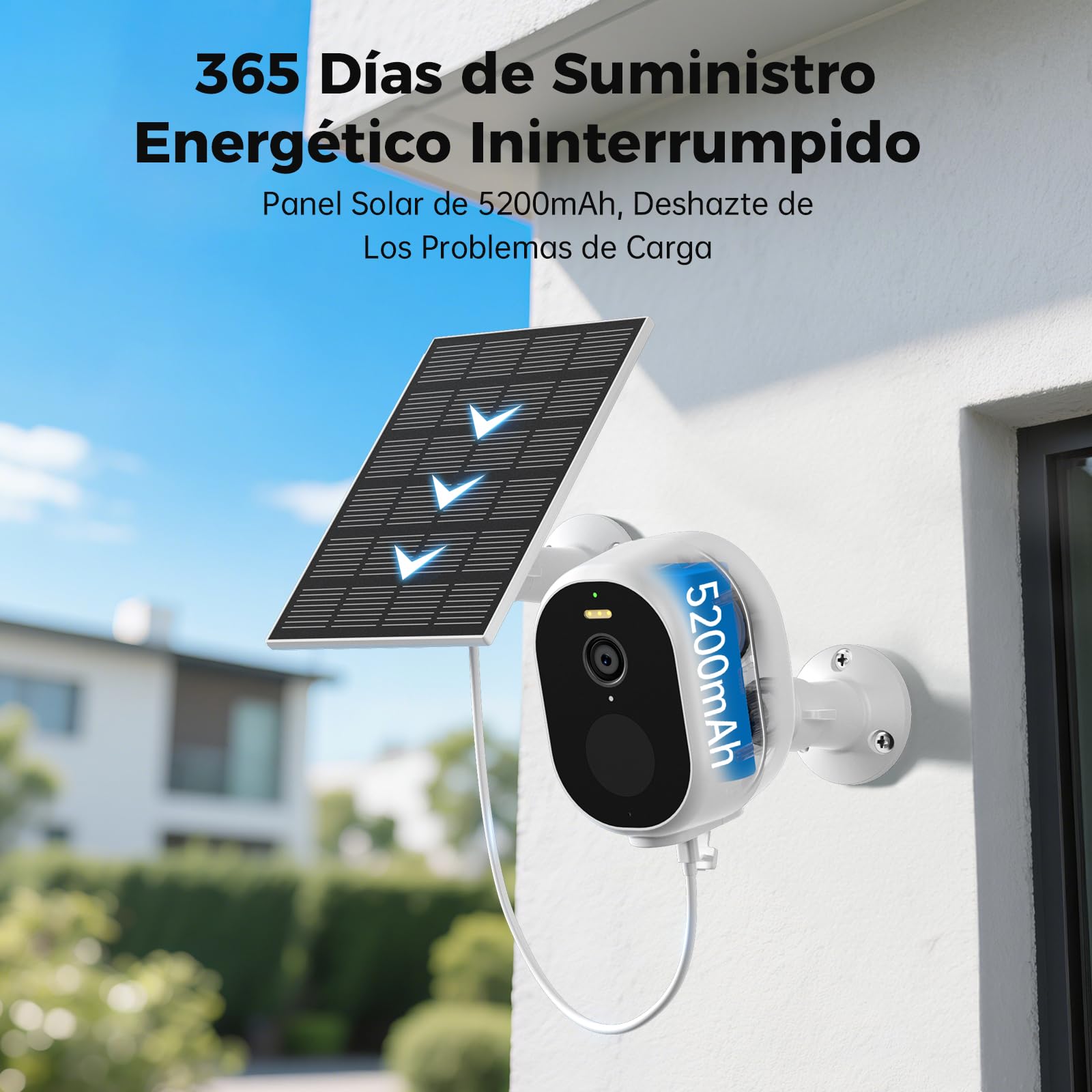 Woox Camara Vigilancia WiFi Exterior Solar 2.5K 4MP, Cámara Vigilância sin Cables con Batería, Visión Nocturna en Color, Detección PIR de Personas, IP65, 2.4GHz (Blanco)