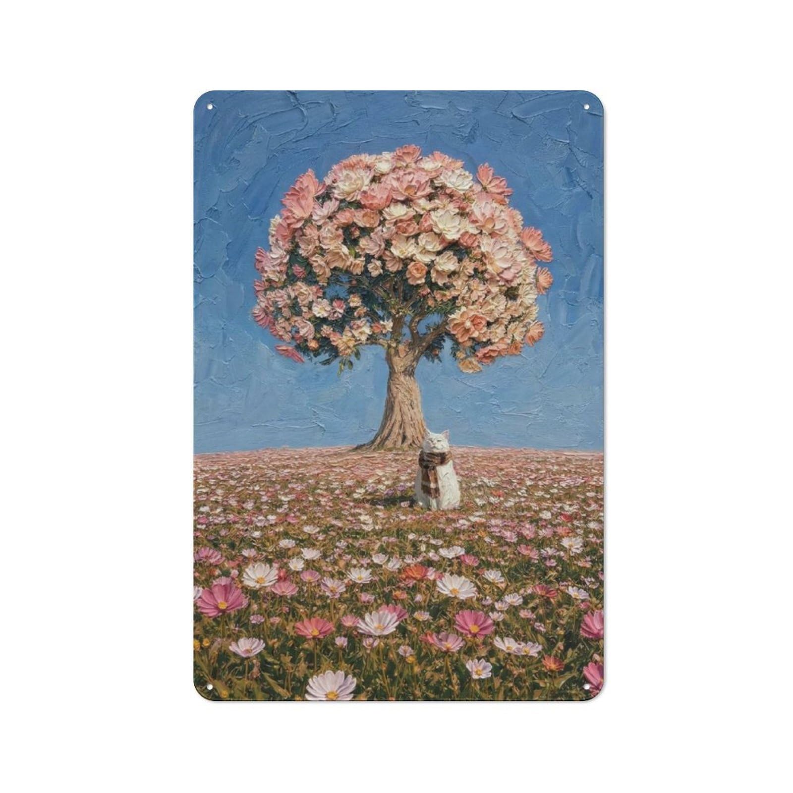 Junmoney Style-3 Workshop Style Garage Metal Sign 30X20cm Featuring Cat In A Field Of Flowers Afk, Industrial Wall Art For Garage, Hobby Room, Office Or Man Cave