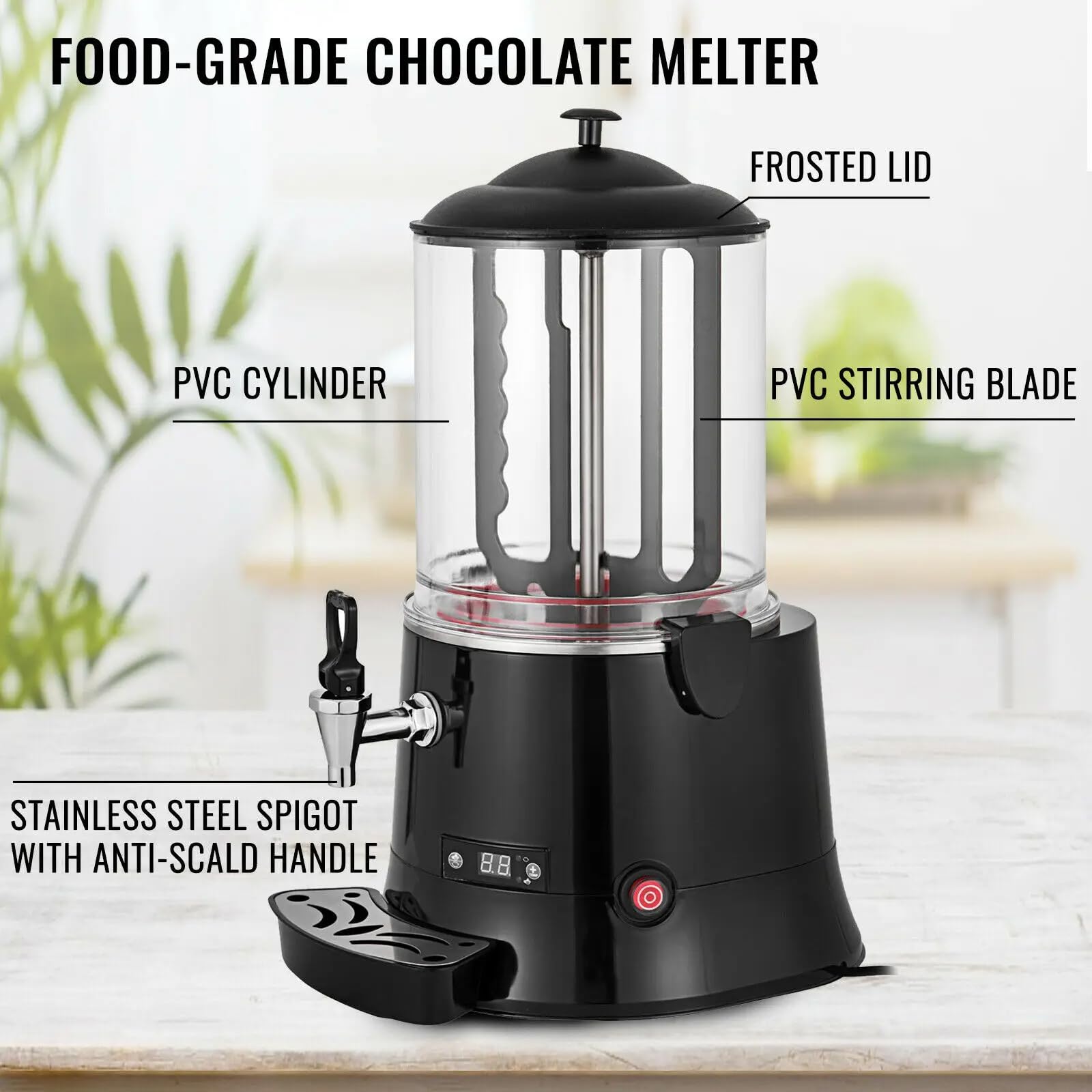 Machine à Fondre Le Chocolat Professionnelle, Chauffe-Chocolat électrique 10 L, Distributeur de Boissons Chaudes 400 W pour Chocolat, café et thé au Lait.,