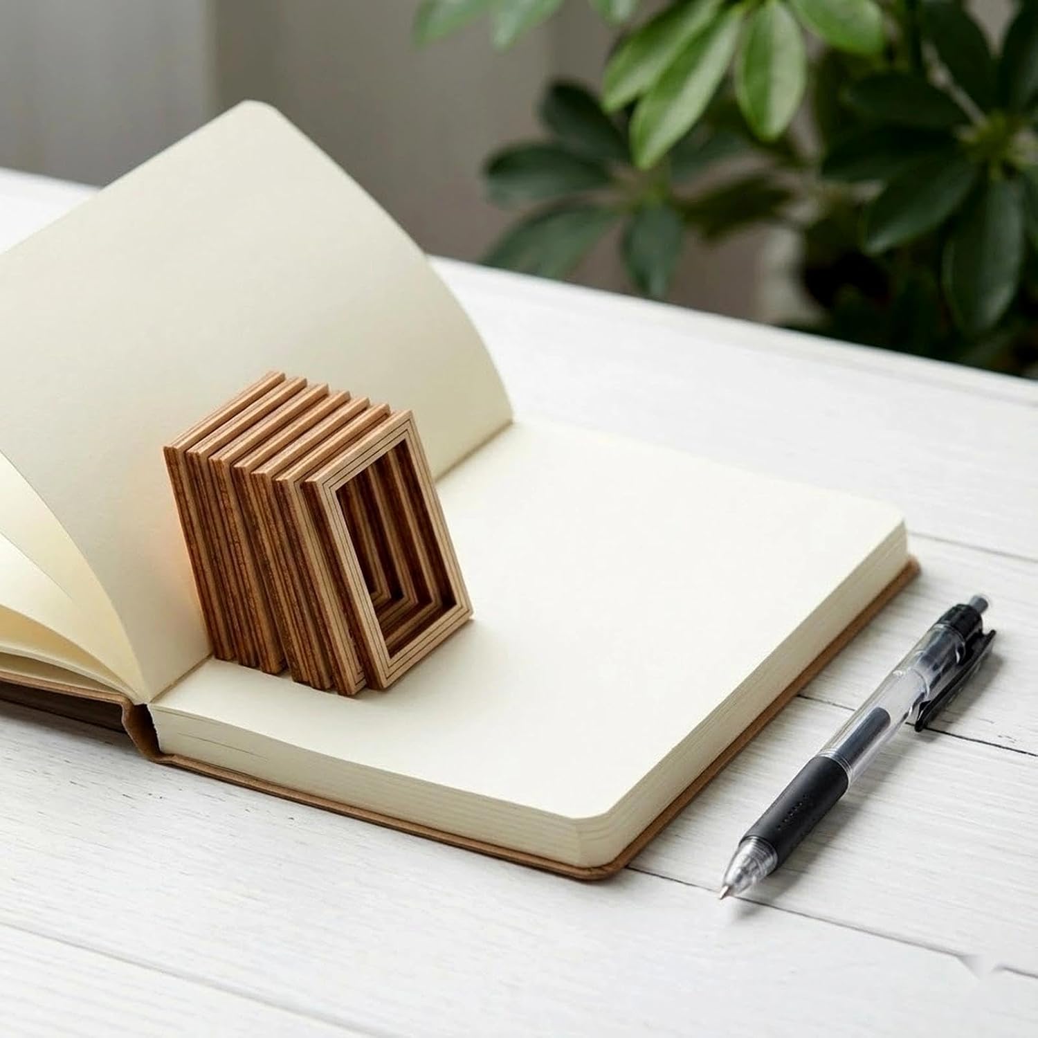LOGOFUN 8 Pcs Dollhouse Wooden Photo Frame 1:12 Scale Miniature Picture Frame Model DIY Furniture Accessories Decorations