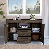 Vista 2 de Hart - Armario con puerta doble, 1 estante abierto, nogal oscuro