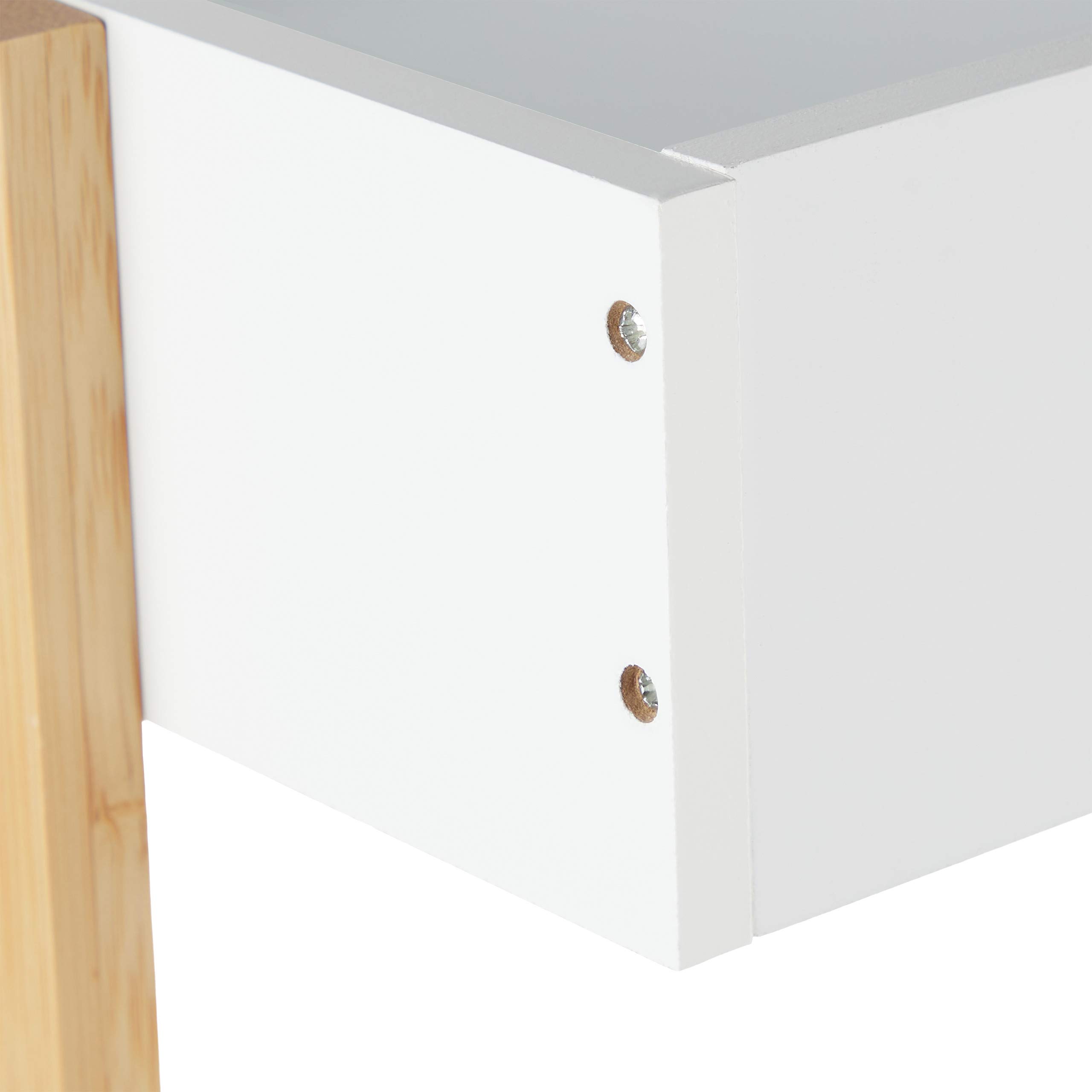 Relaxdays Carrito Auxiliar, Bambú y MDF, Carro Cocina 4 Niveles, Camarera, Cocina y Baño, 88x40x30 cm, Natural/Blanco