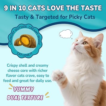 Woyamay Cat Calming Treats, 500 Crunchy & Creamy Calming Chews for Cats, Natural Calming Cat Treats to Manage Stress & Anxiety, Tasty Calm Chews Supplement, Chicken Flavor