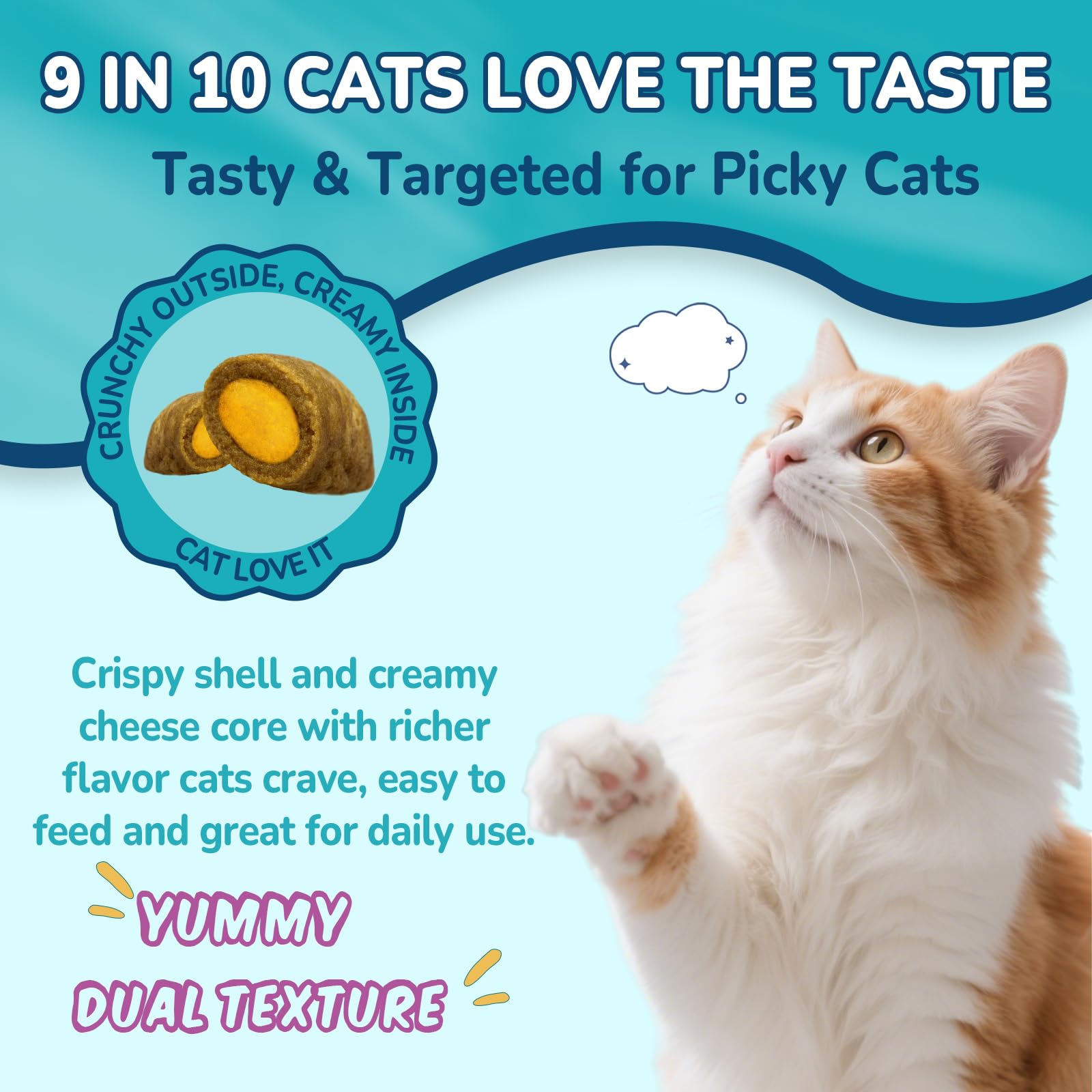 Woyamay Calming Cat Treats, 500 Crunchy & Creamy Cat Calming Treats - Image 4