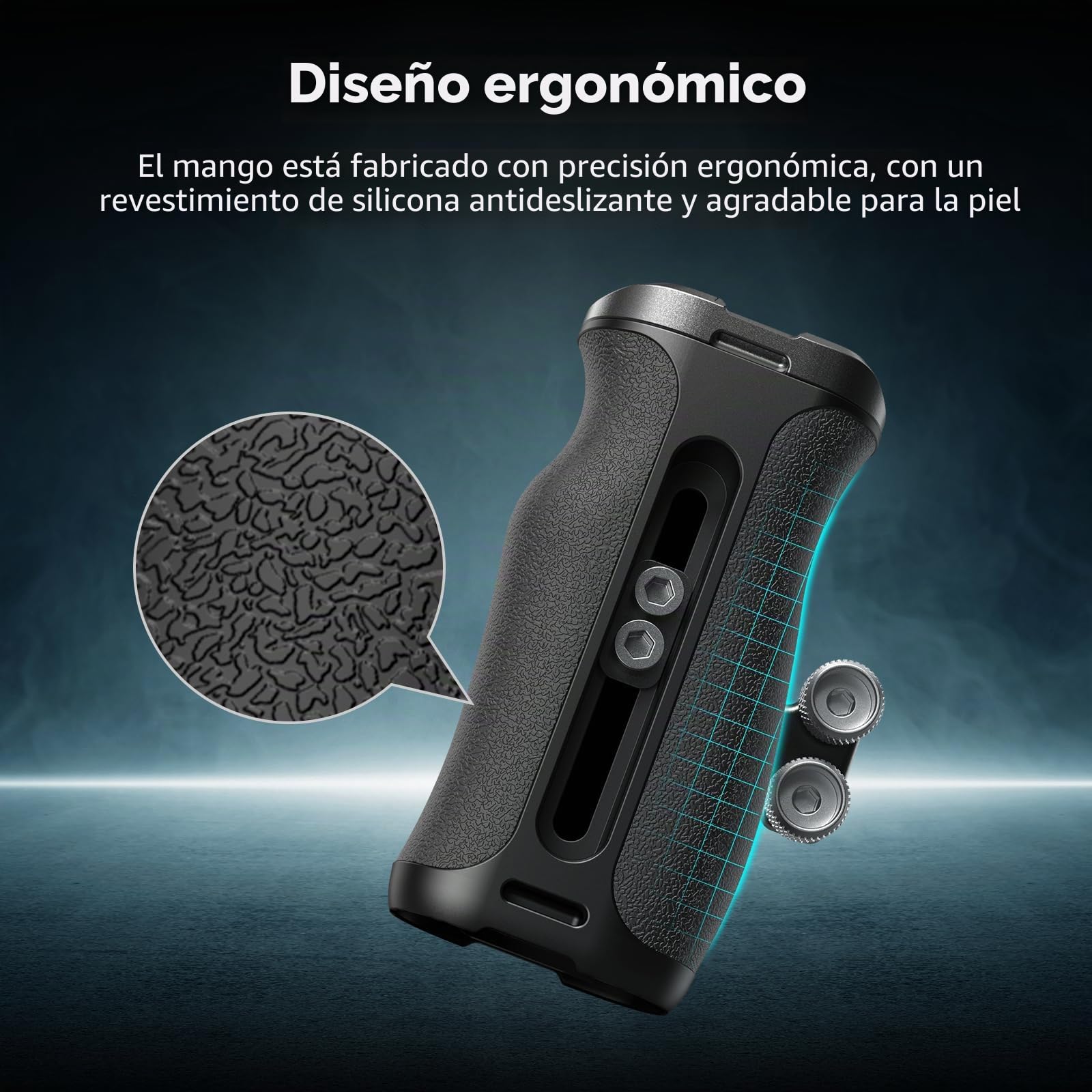 SMALLRIG Mango Lateral Mini con Tornillos de 1/4" -20 para Jaula de Cámara, Ajustable hacia Arriba y hacia Abajo, para Mano Izquierda o Derecha, con Zapata Fría Incorporada y Orificio Roscado - 4756