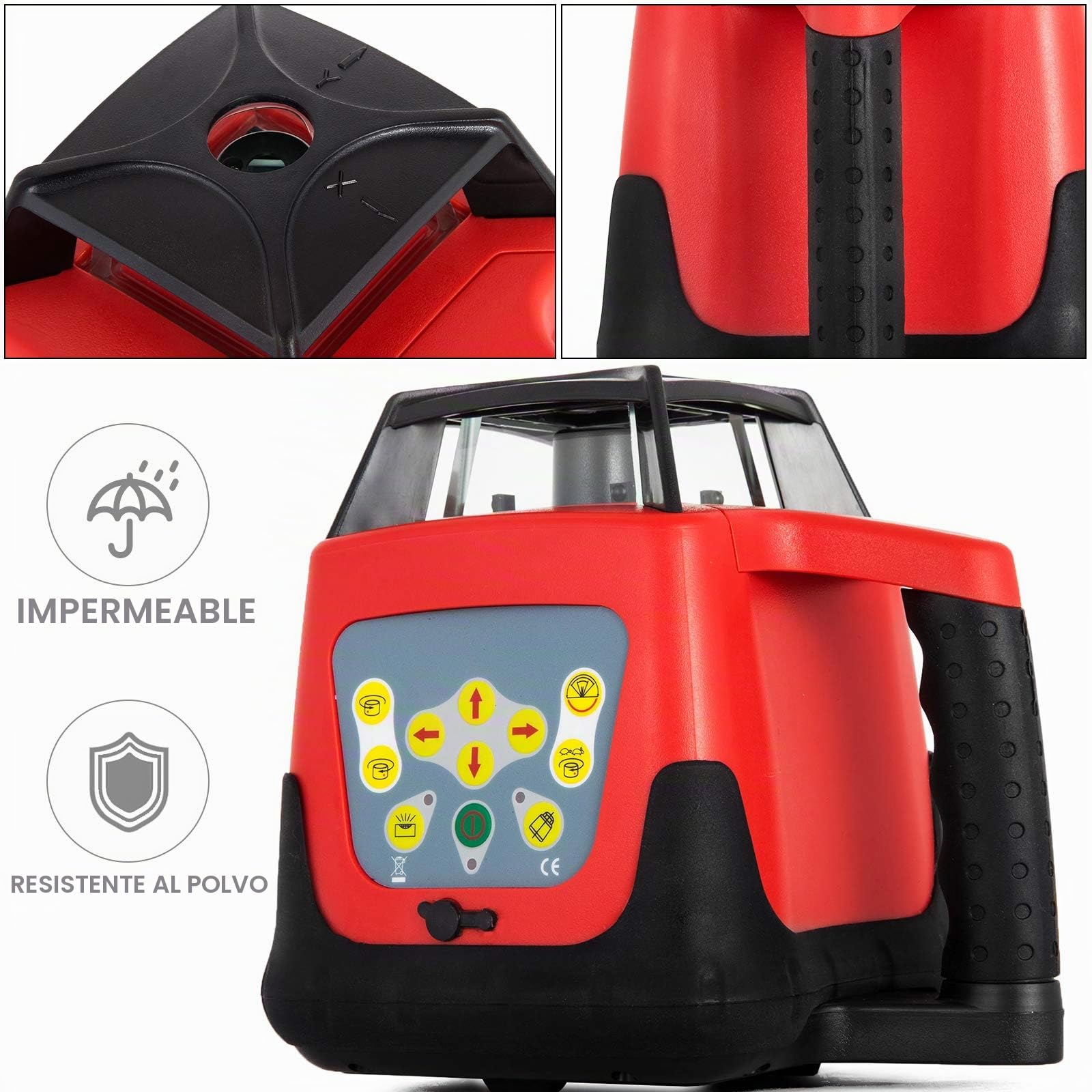 VEVOR Nivel Láser Auto-nivelación Verde, 500 m Rango de Nivel Láser Giratorio, 4,8-6 V Grados Nivel de Láser, Nivel de Láser Impermeable 25 Horas Trabajo Continuo para Construcción 161 x 161 x 184 mm
