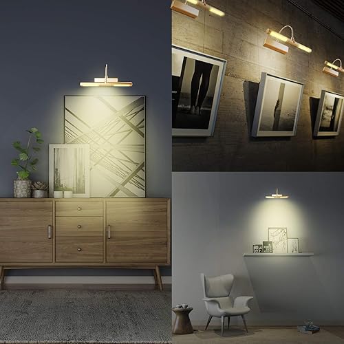 Miniatura 5 de BIGLIGHT - Luz LED inalámbrica a pilas para cuadros, con control remoto, cabezales de luz giratorios con 3 modos de iluminación lámpara de