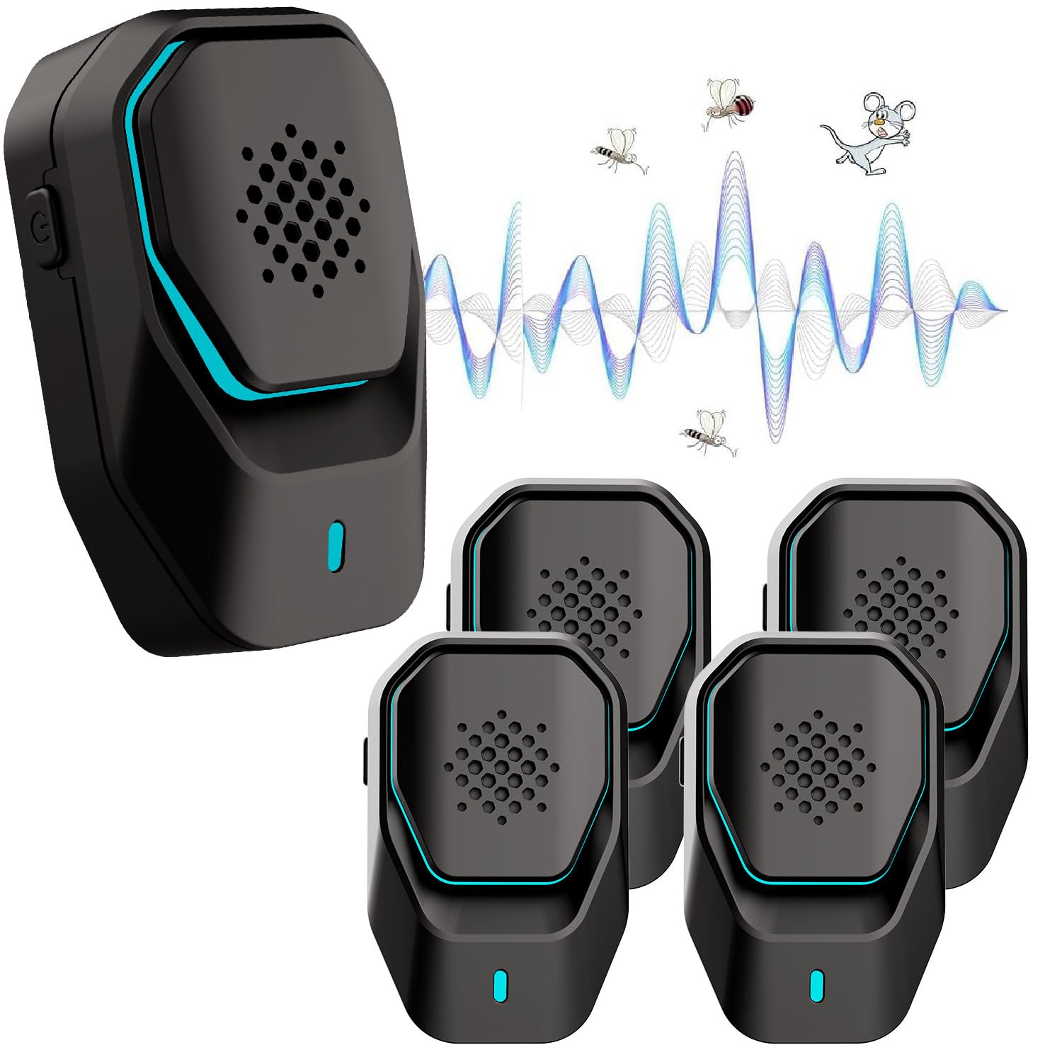2026 Nuevo de y Control Mosquitos,Ultrasonico Cucarachas Repelente (4 Pack),Repelente insecticida cucarachas Mosquitos Interiores,para Roedores,Arañas,Insectos.