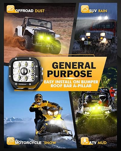 Miniatura 6 de Auxbeam Paquete de luces LED para todo terreno, cápsulas de luz redondas de 4 pulgadas y 90 W + focos todoterreno de 5 pulgadas y 110 W con