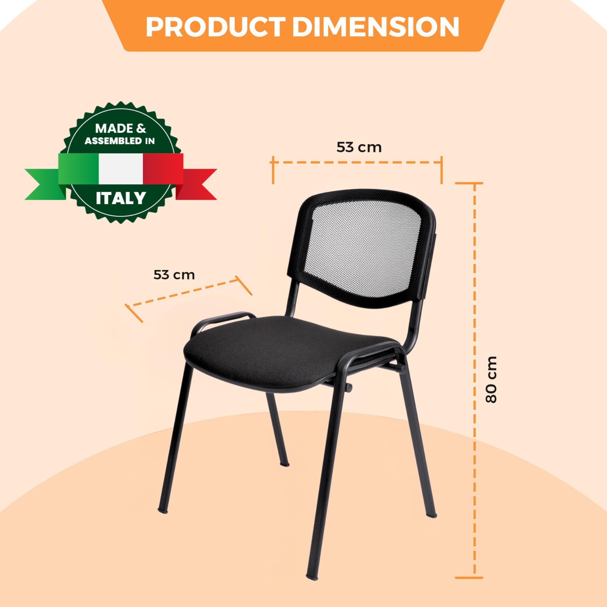 Topsit Chaise Visiteur, Chaise de conférence pour Salle d'attente, empilable, avec Assise rembourée et Dossier en résille Noire, Structure en Acier, pour Reception, Pause…