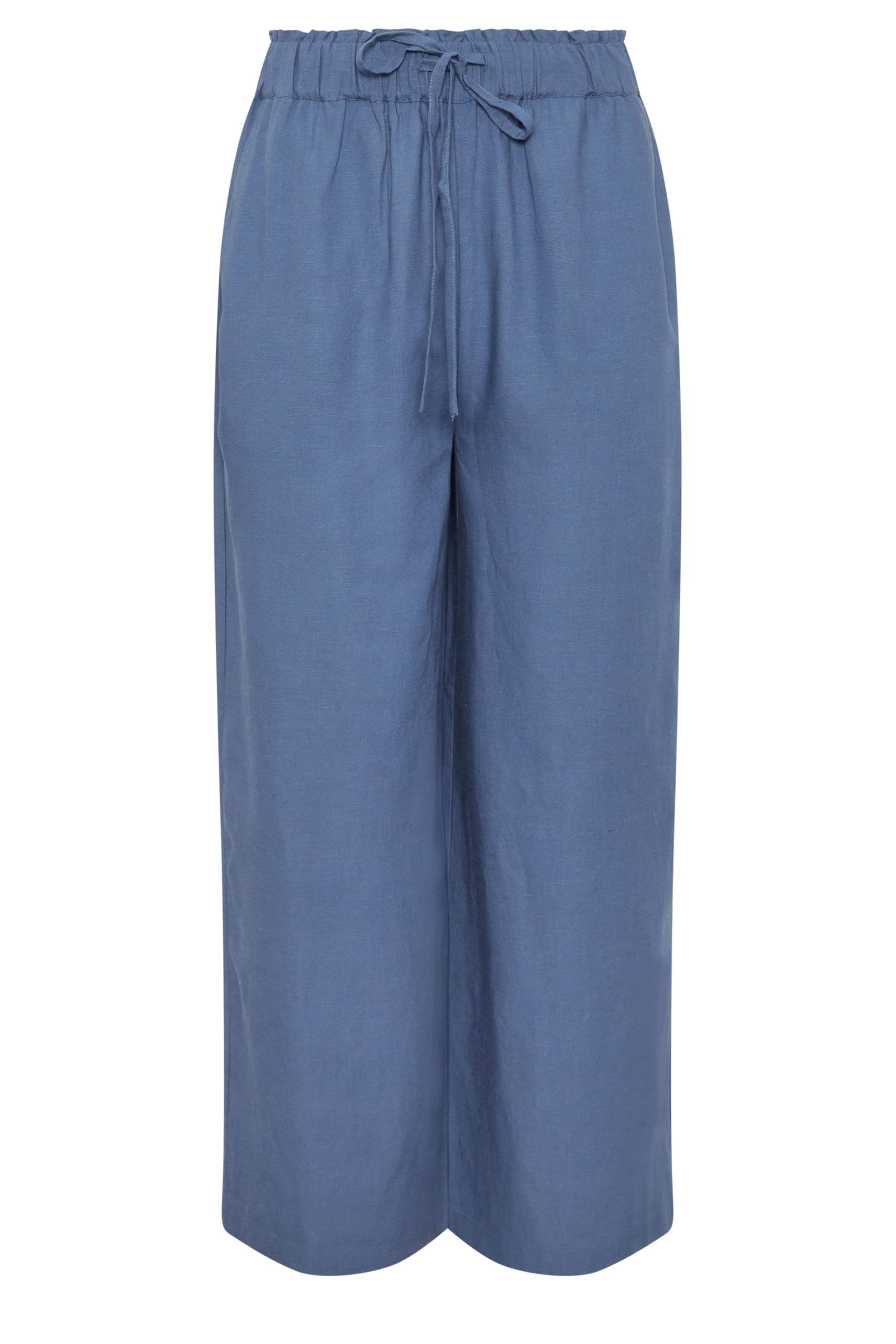Long Tall Sally Women's Dark Blue - Lts Tall Blue Linen Cropped Wide Leg Trousers