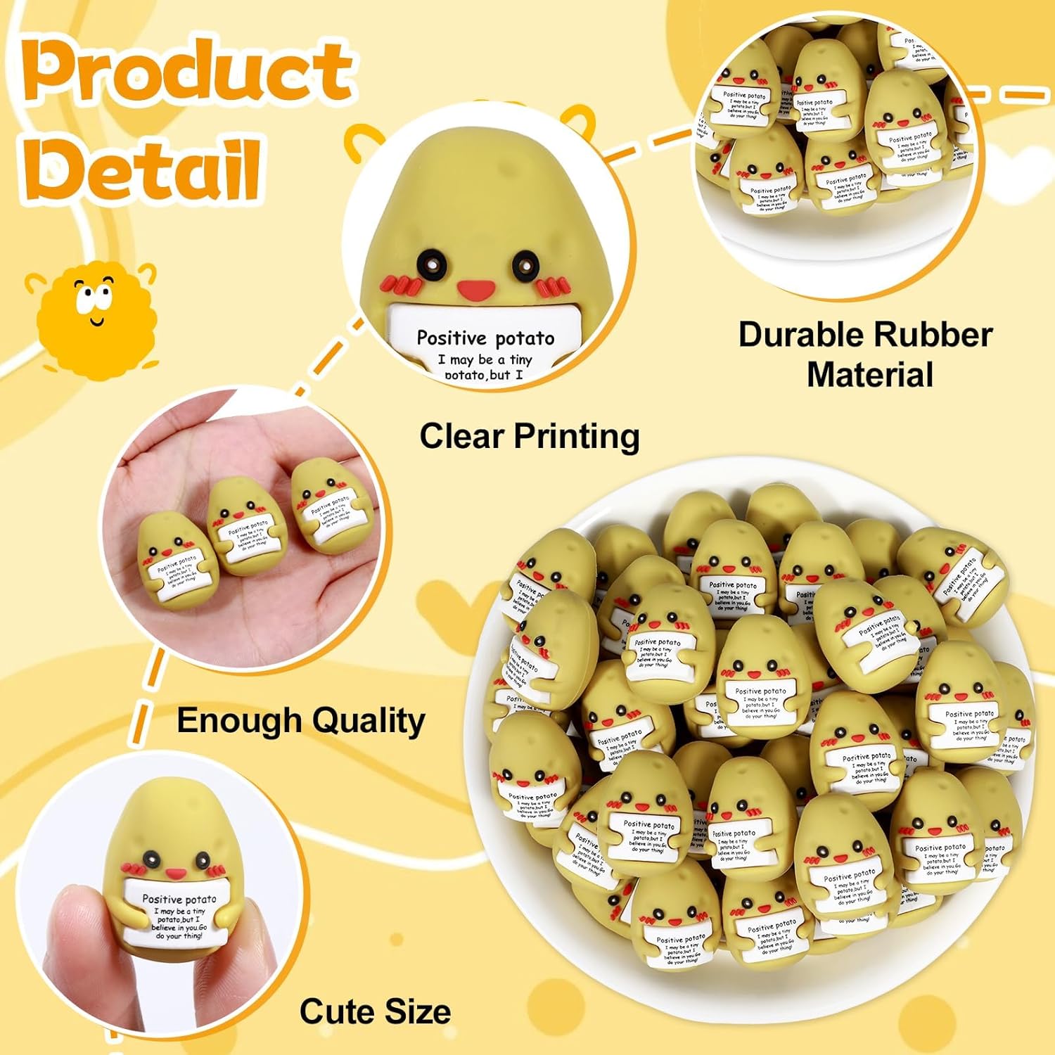 party greeting 25 Pcs Mini Rubber Potato Gifts Positive Inspirational Potato Figures Bulk Motivational Potatoes Decorations and Encouragement Appreciation Gift for Teacher Coworker Staff