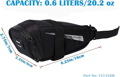 Miniatura 3 de Roswheel Race Series 131432 - Bolsa de sillín ultraligera para bicicleta debajo del asiento, paquete de cuña para bicicleta de carretera, 0,6 litros