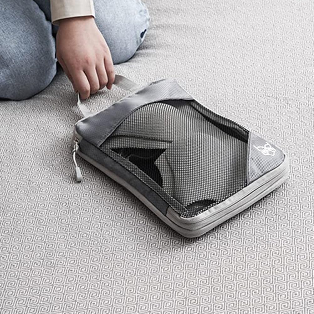 Genérico Bolsas Juego de 6 Cubos de compresión para organizar el Equipaje: Juego de Viaje de Malla expandible con Zapato, Maleta Ligera
