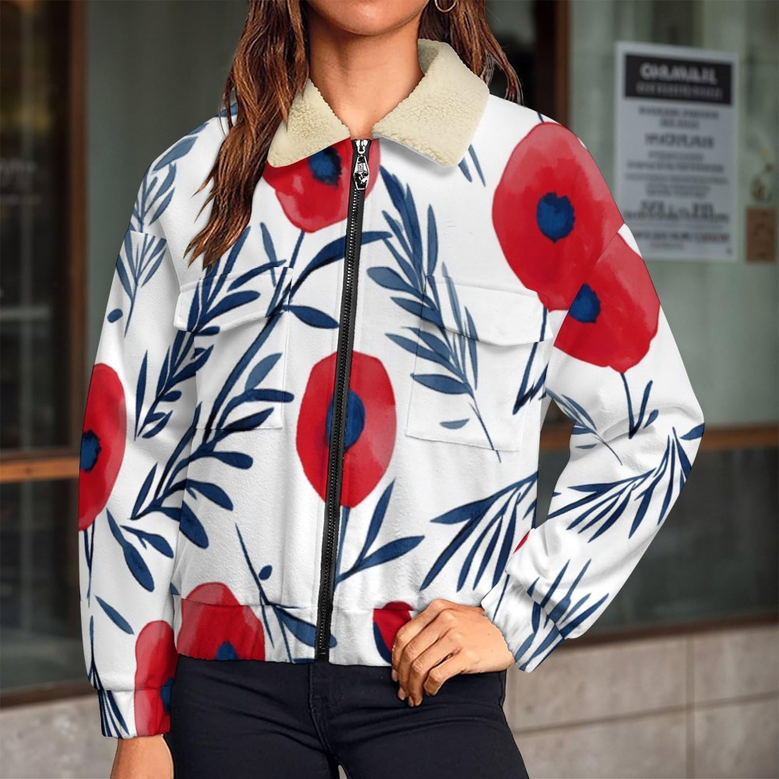 Felpa Donna Pile Invernale Caldo con Cerniera, Giacca da Camera Invernale Corta Pile Giacche, Papavero Cappotto In Peluche Sherpa Giubbotto Fleece Comoda
