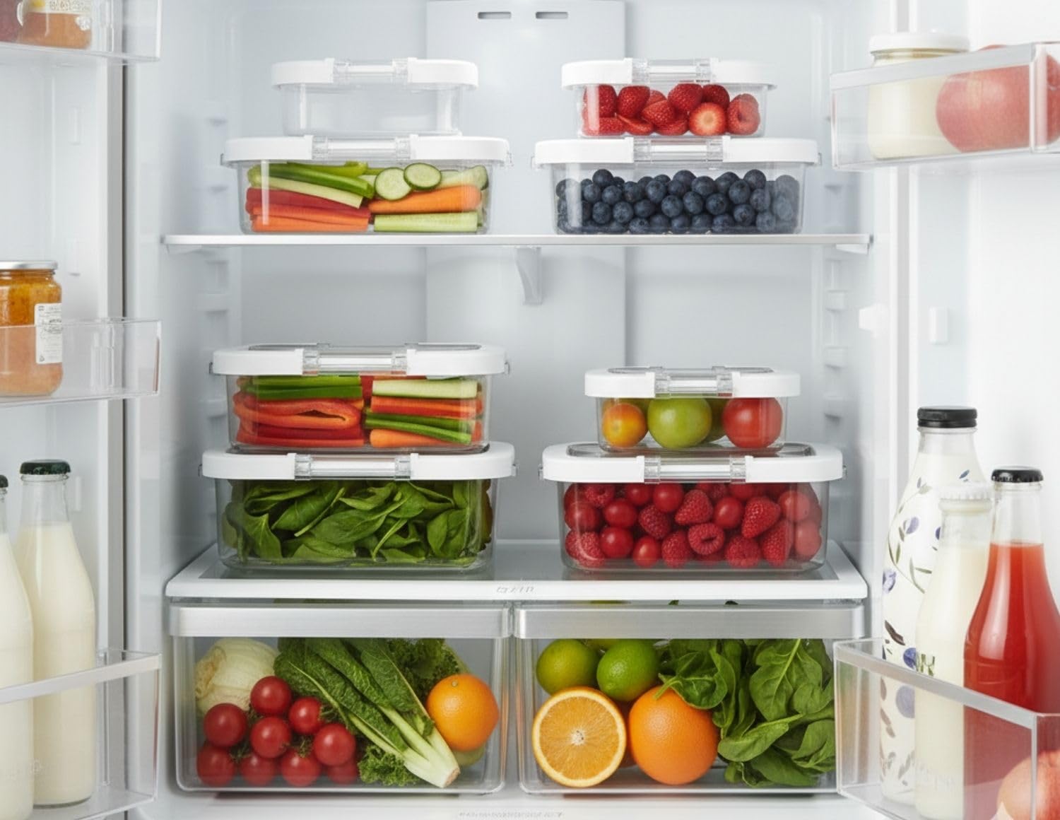 Felli Duo Loc - Contenedor reutilizable para la preparación de comidas, a prueba de fugas, apilable, para sobras, almacenamiento de alimentos, frutas, viajes, almuerzo, aperitivos, caja pequeña y