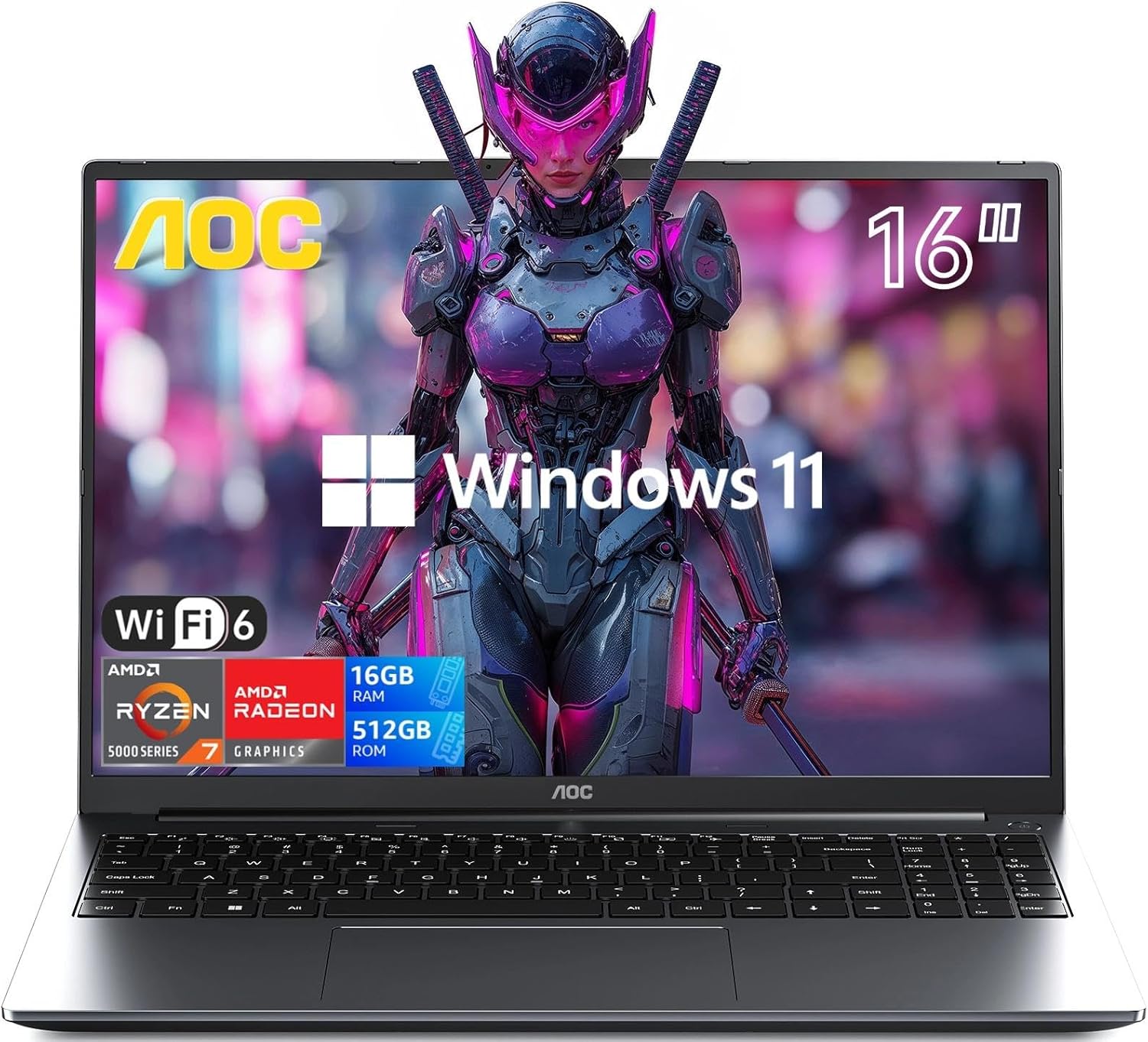 2025 AMD Laptop, 16 inch Gaming Laptop with AMD Ryzen 7 7735HS Processor (8C/16T, up to 4.75GHz), 16GB DDR5 512GB NVMe SSD Work Laptop, 16″ FHD Display, Metal casing, WiFi-6, Backlit KB, Webcam, HDMI