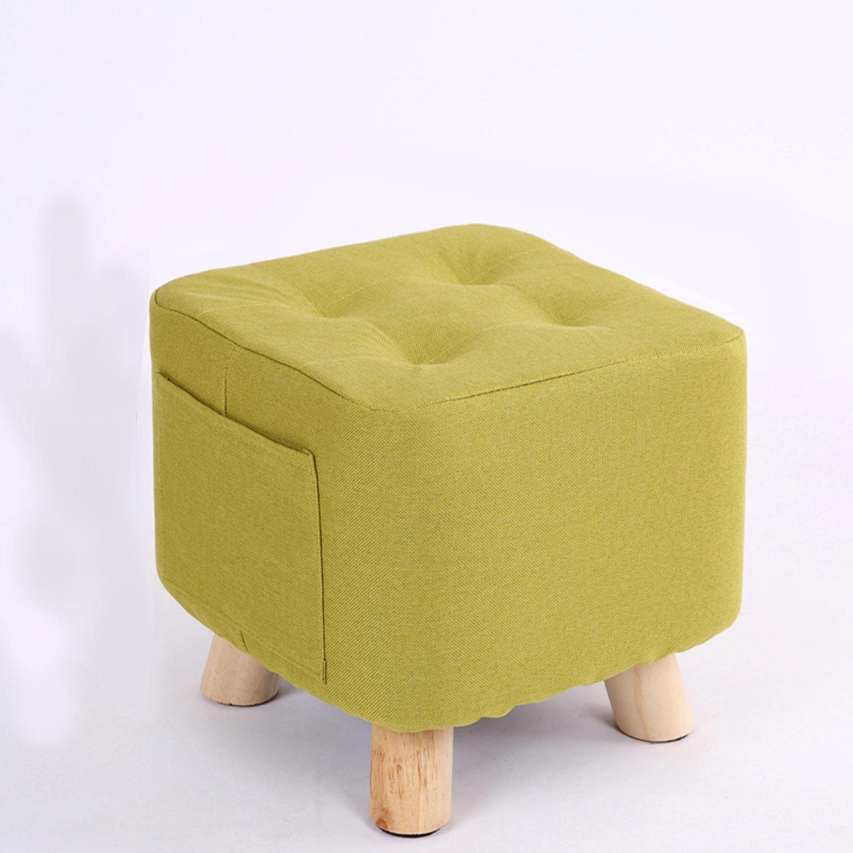 Pouf repose-pieds en lin matcha, tabouret de repos aux finitions soignées