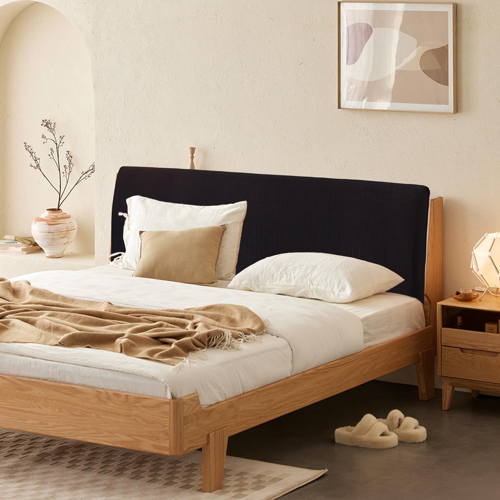 LEKEFET Bett Kopfteil Schonbezug: 180 cm, Staubdichte Stretch Bett Abdeckung, Dehnbar, Waschbar, Abnehmbar für Schlafzimmer (Schwarz) Küche, Haushalt & Wohnen
