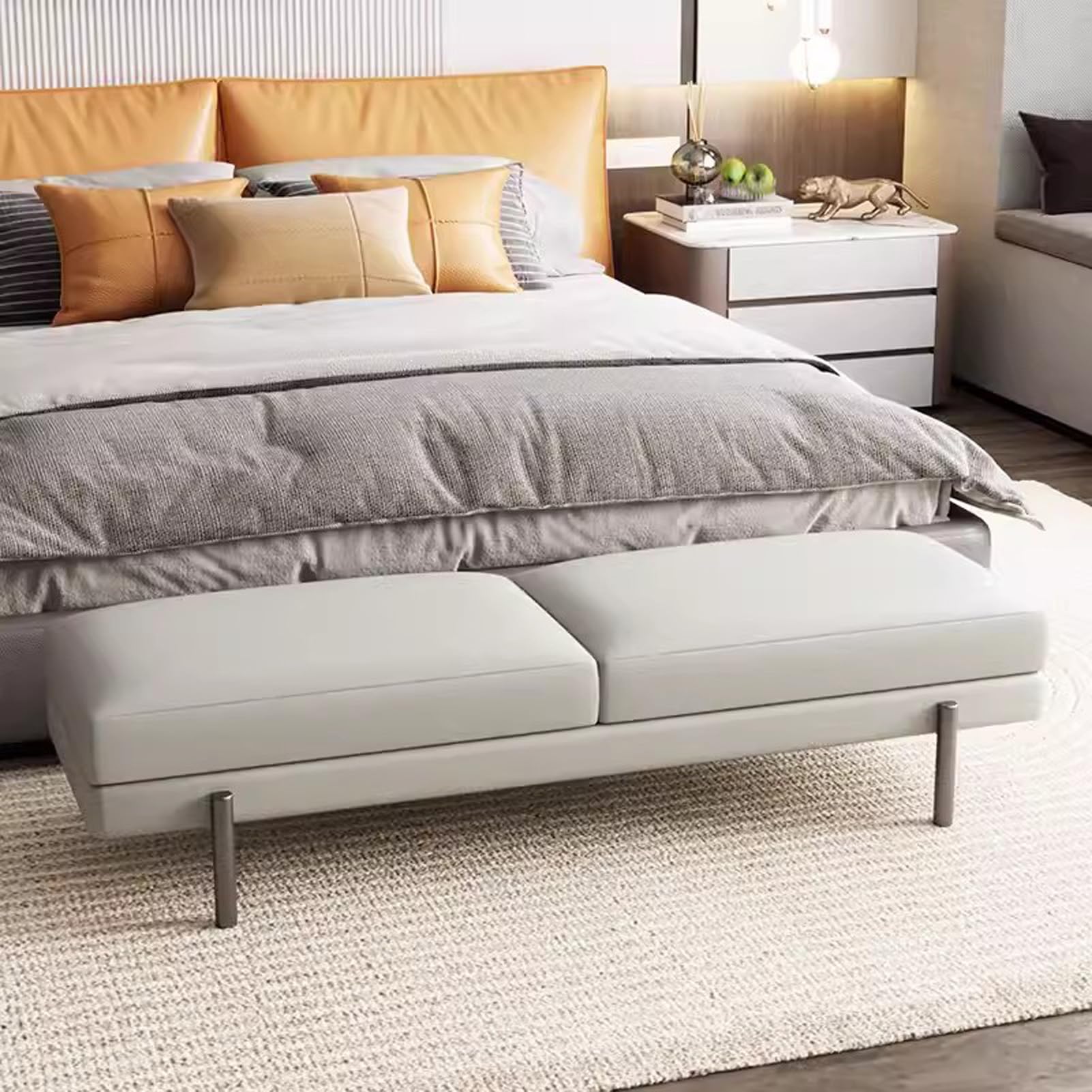 Banc Bout de Lit Élégant pour la Chambre et Banquette de Rangement Chaussures dans l'Entrée Maison