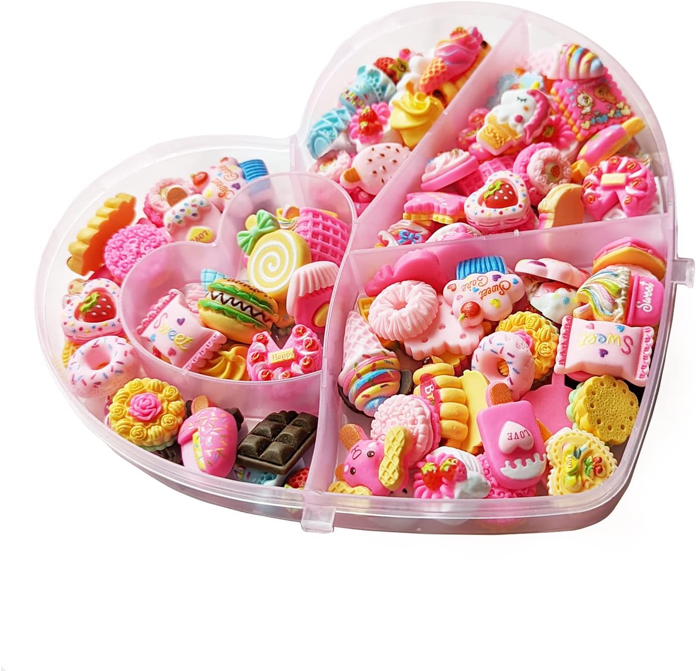 GOGOONLY 100pcs Charms Kawaii Cute Set Resin Candy Charms Mixed Assorted Sweets Flatback Beads Making Supplies for DIY Craft Making and Ornament Scrapbooking With Case (Dessert (100pcs)) - BH001074 image 2