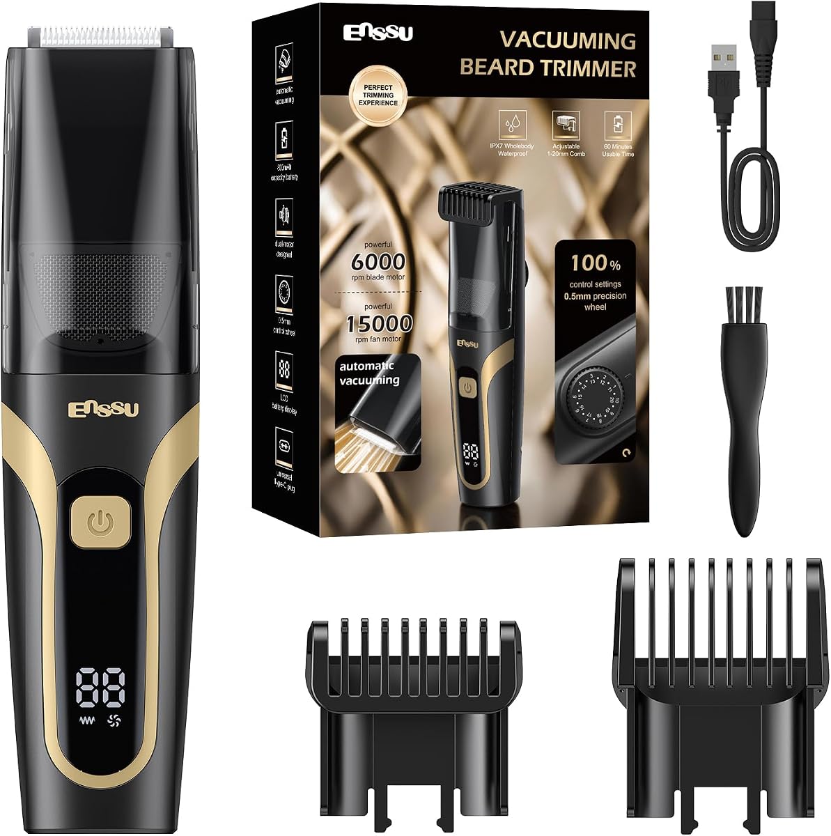 Vacuum Beard Trimmer Men Electric Shaver Cordless Body Hair Trimmer for Men