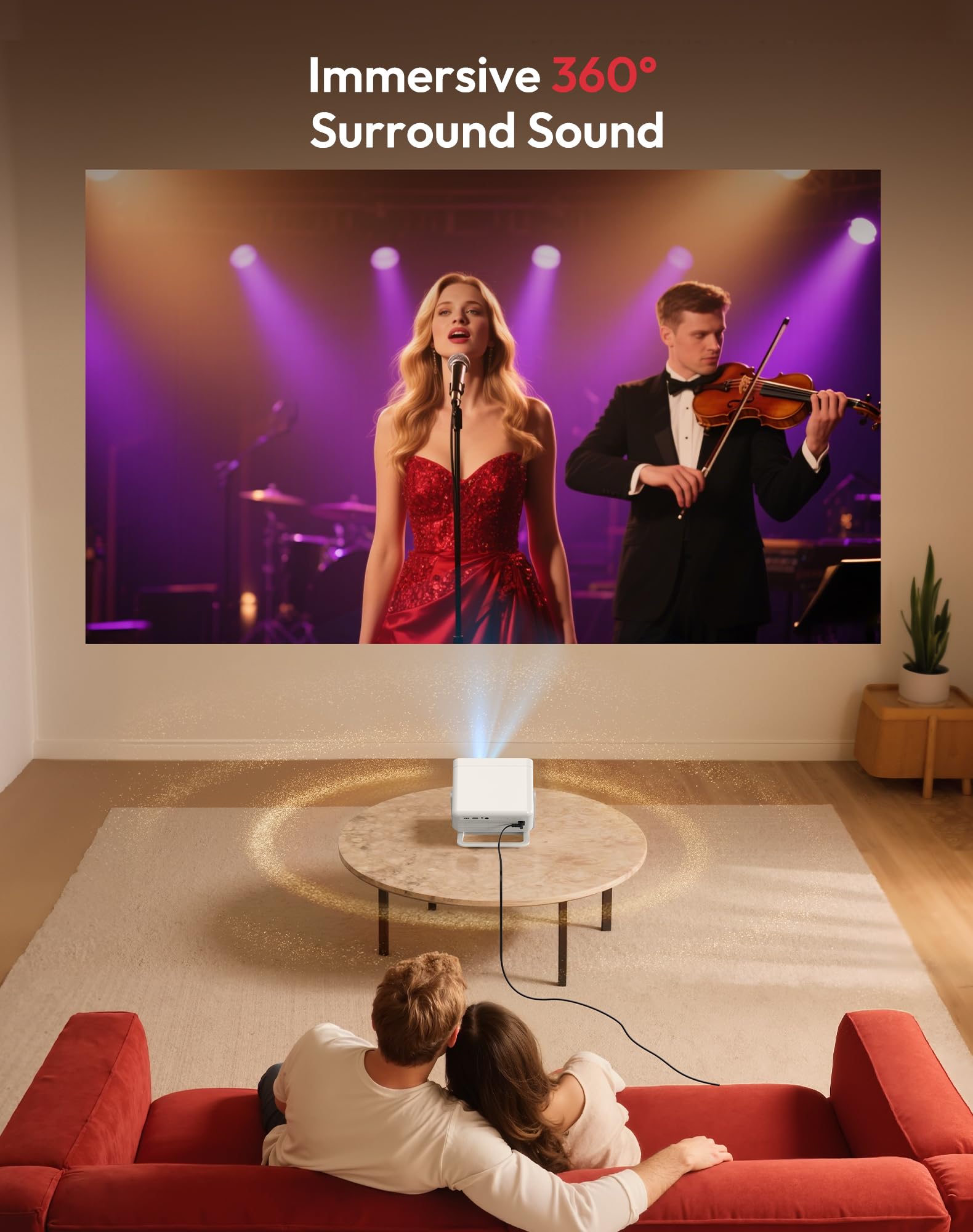 Proyector Xgody con certificación Netflix, resolución nativa 1080P, Compatible con 4K, 700 ANSI, Enfoque automático y Asistente de Voz. Proyector Inteligente N6PRO, WiFi 6, Bluetooth 5.4.