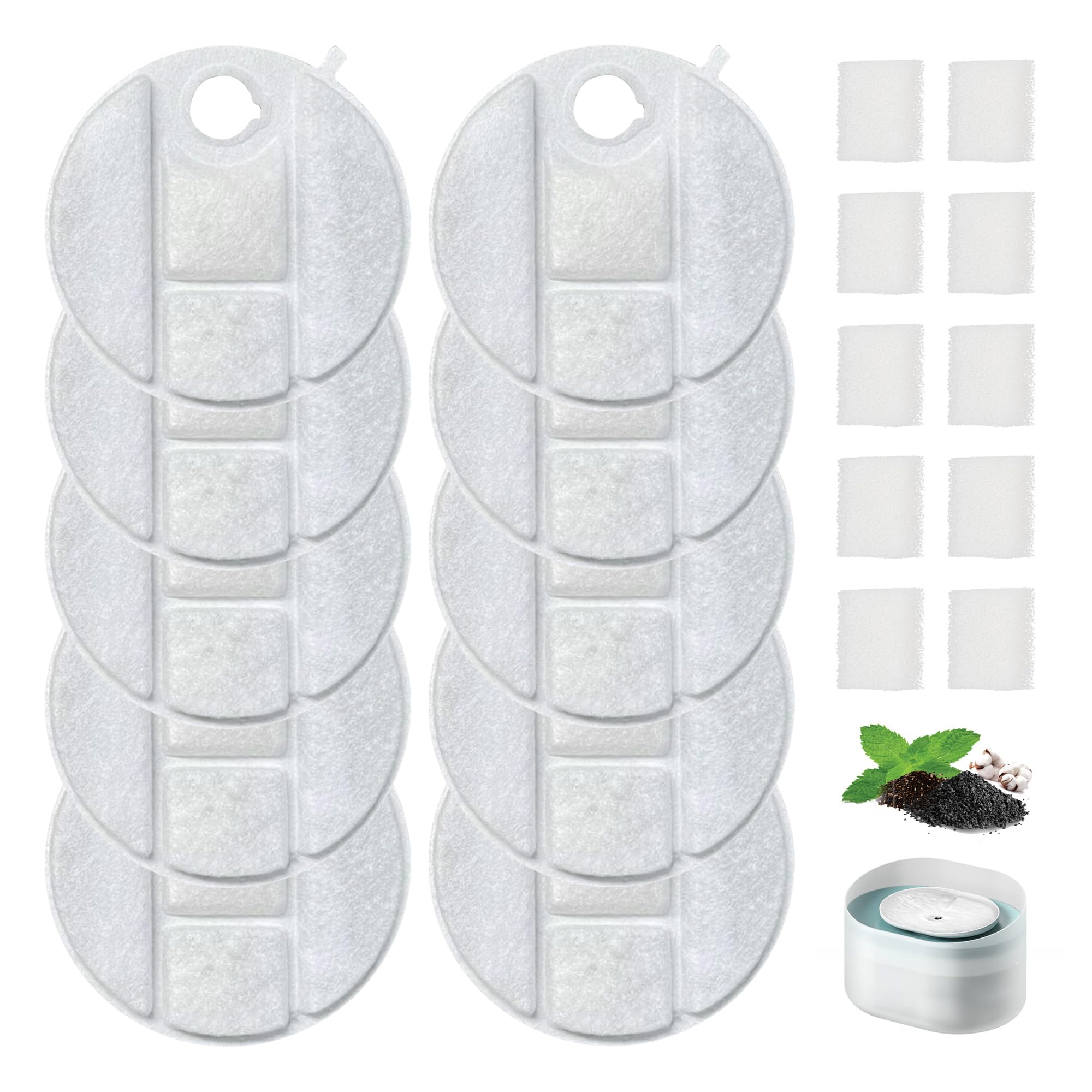 10 Pack Dog Fountain Filter Replacement for Petlibro Water Fountain PLWF008 Filter Replacement,5 Month Set of Filters for Dog Water Dispensers