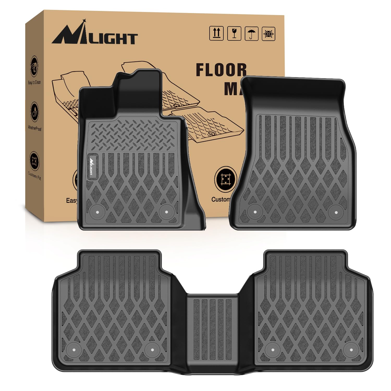 Nilight TPE Floor Mats for BMW 740i 750i M 760i xDrive (G12) 2016 2017 2018 2019 2020 2021 2022 2023 All Weather Custom Fit Heavy Duty Floor Liners