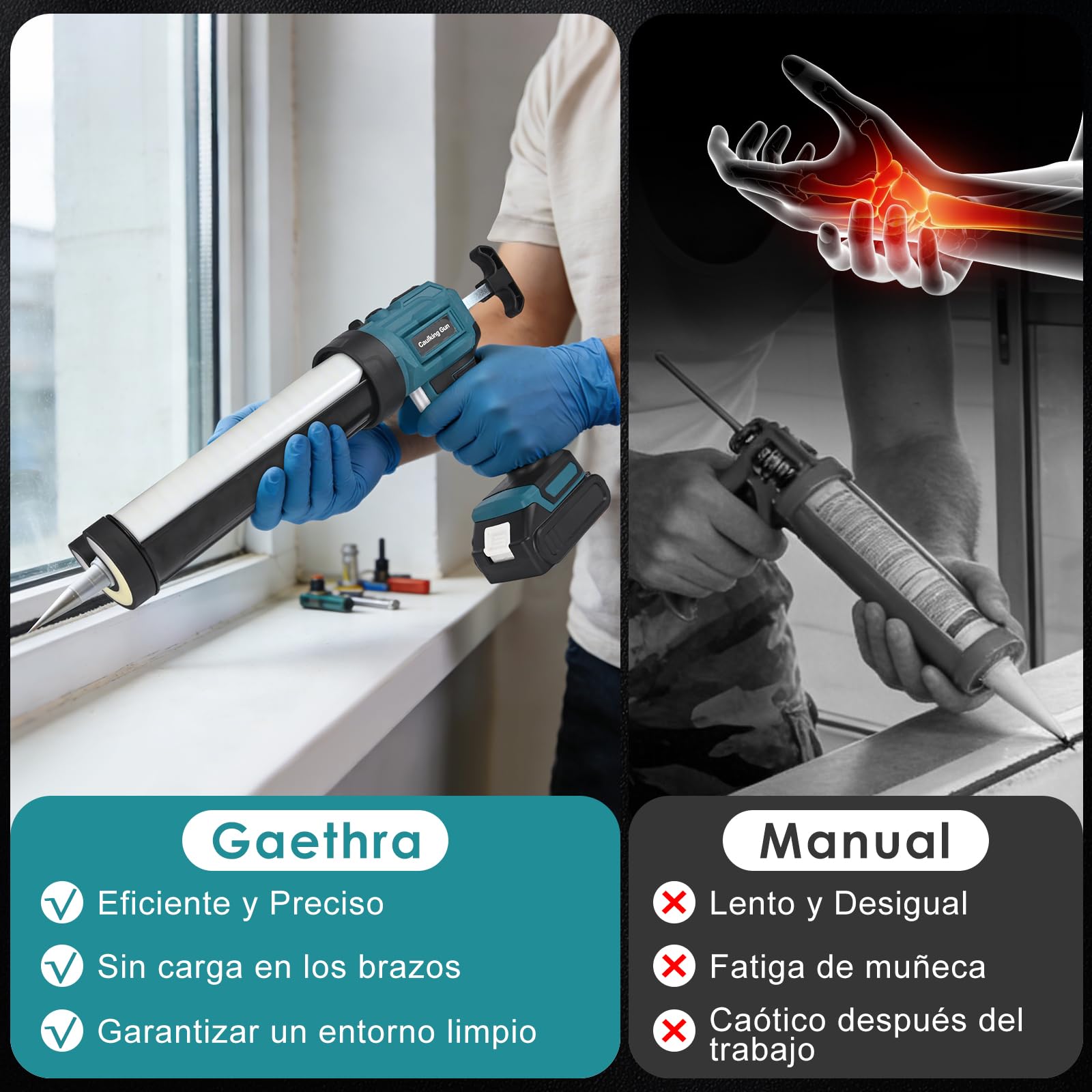 Pistola de cartuchos de batería compatible con Makita batería de 18 V, luz LED, pistola de calafateo eléctrica, pistola de silicona para cartuchos de 300-310 ml (sin batería)