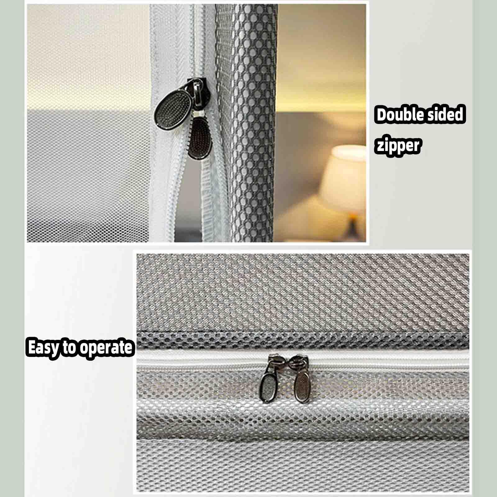 JUSHZ Moustiquaire De Lit Mousticaire Moustiquaires Lit Double De Lit Simple avec Cadre 2 Places 1 Place Carré été avec Fond Fermeture éclair (200x220cm,White)