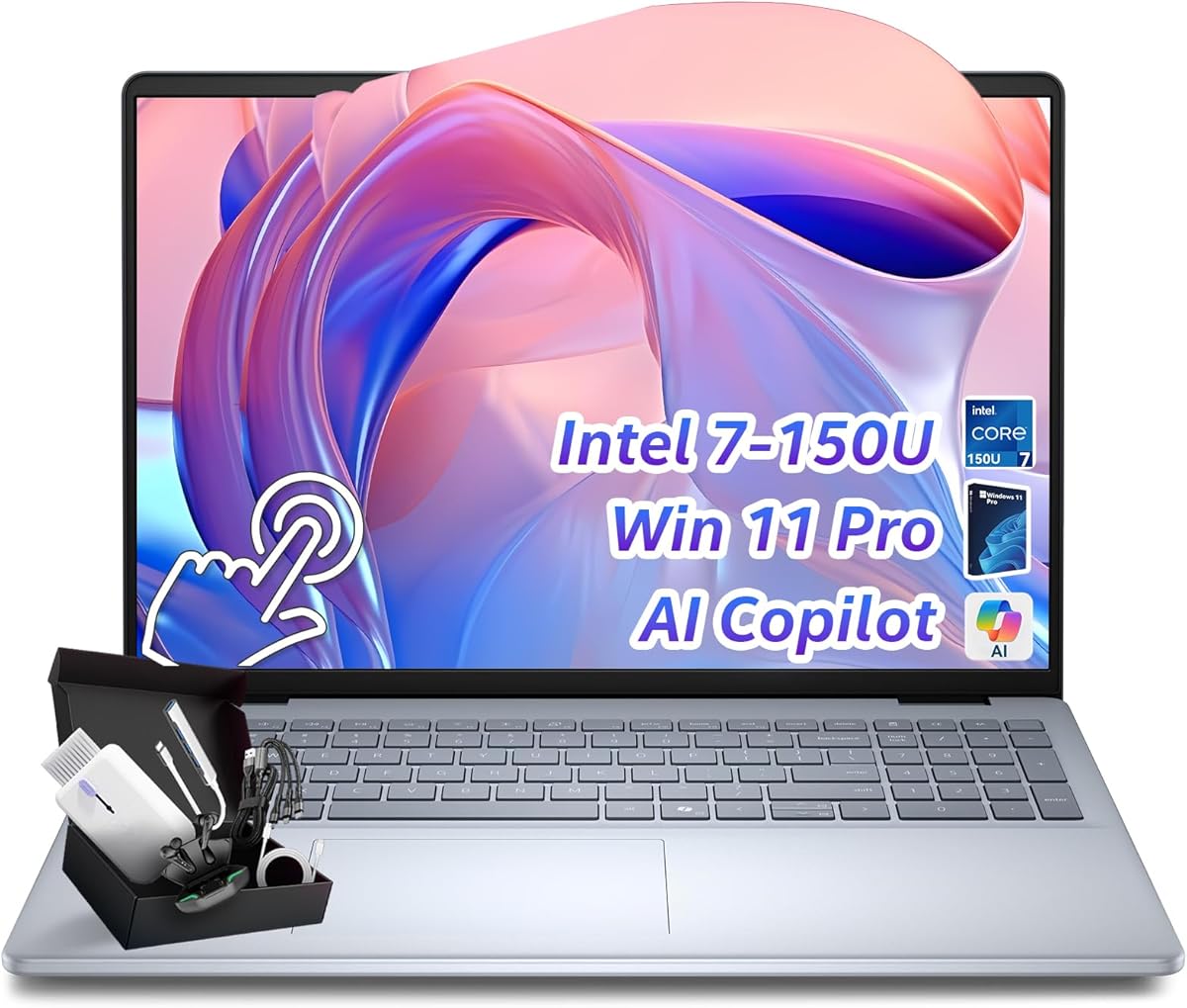 Dell Inspiron 16 Touchscreen Business Laptop – Intel Core 7-150U (10-Core, Up to 5.4GHz), 16 Inch FHD+ IPS, Wins 11 Pro, AI Copilot, Backlit KB, Fingerprint Reader, with Accessory Kit (64GB RAM | 2TB) : Electronics