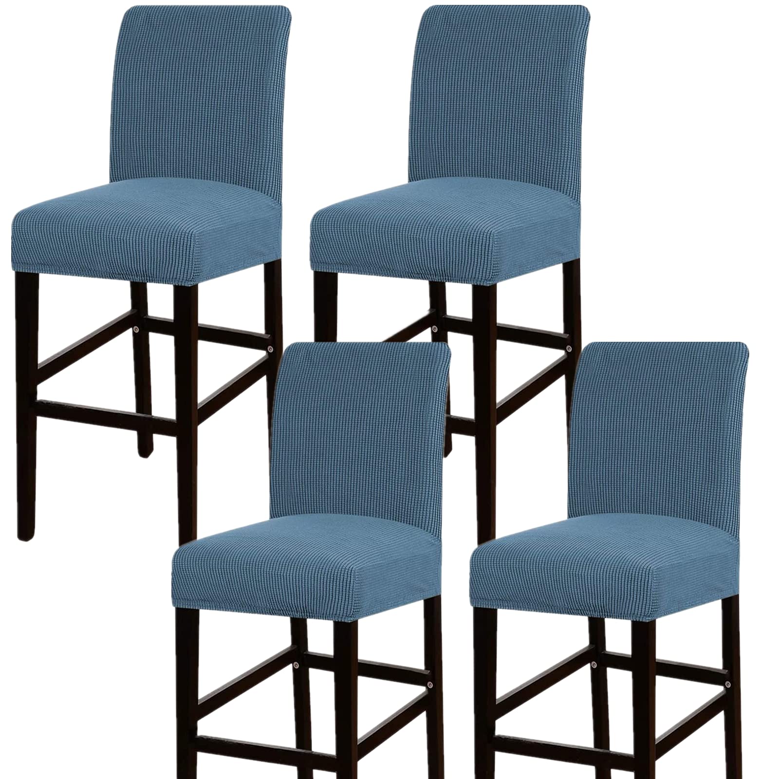 Housses de tabouret de bar jacquard haut de gamme bleu poussiéreux pour chaise