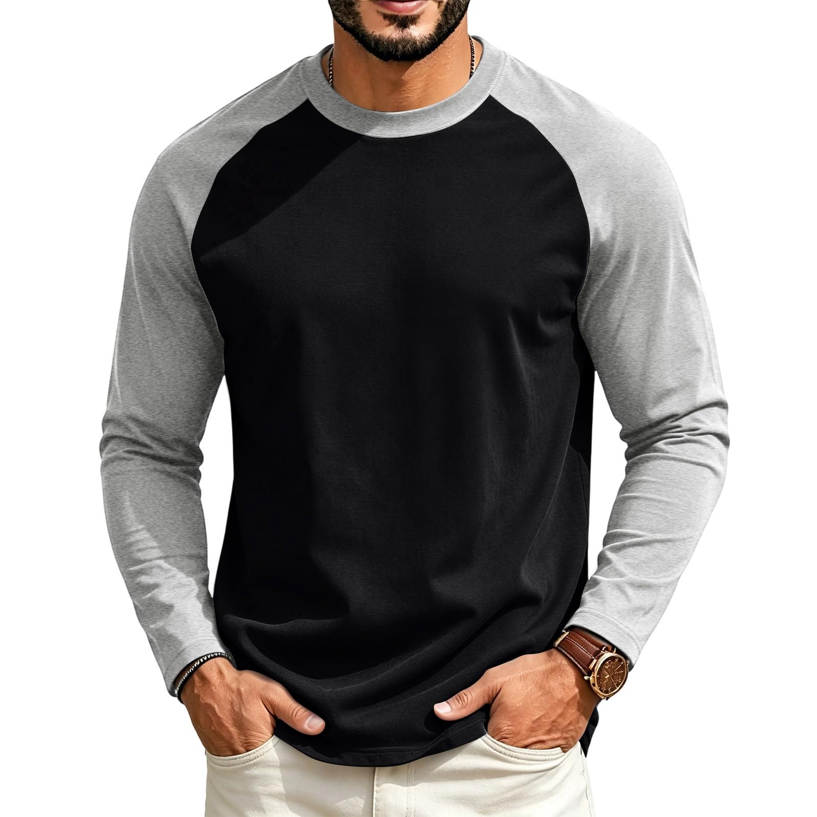 Halloween Crew Neck Shirts Costumes for Men Long Sleeve，05-Black S — image 1