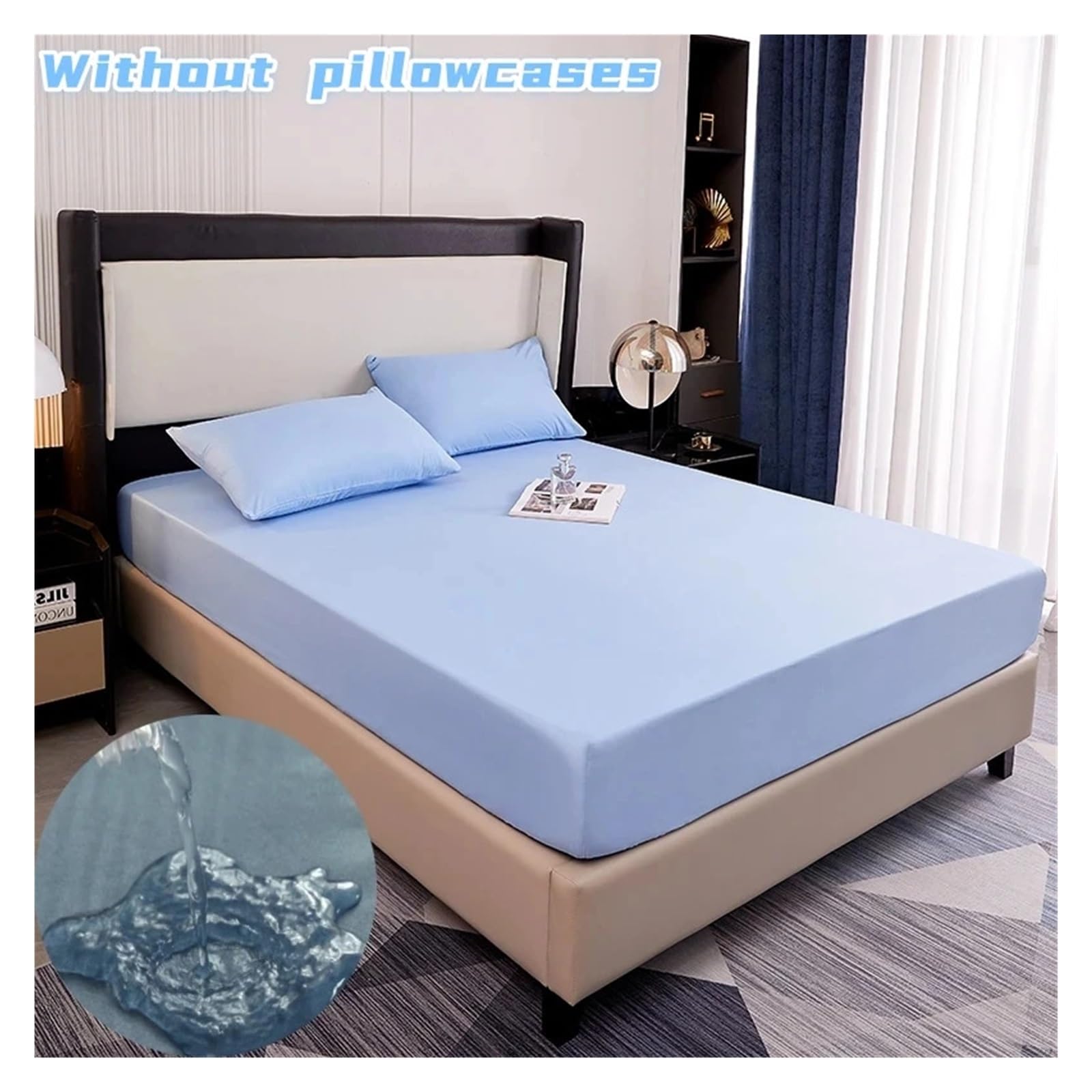 Sobrecolchón Acolchado de Microfibra Sábana Ajustable Impermeable for Cama sólida, cubrecolchones Ajustables, 4 Esquinas con Banda elástica(1,53x203cm)