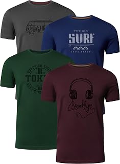 FULL TIME SPORTS PRINT-001 Men's Cotton T-Shirt, Set of 4 L Pack-7