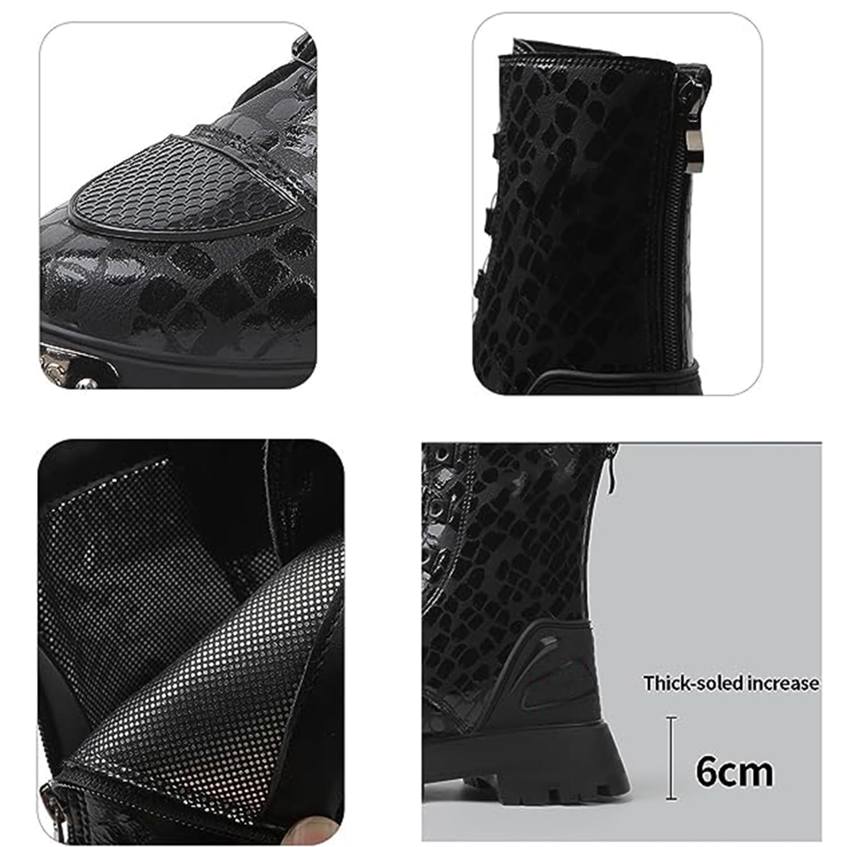 DJFOG Damen-Motorradstiefel, High-Top-Motorradschuhe mit Knöchelunterstützung, lässige, wasserdichte, rutschfeste Motorrad-Reitstiefel aus Leder
