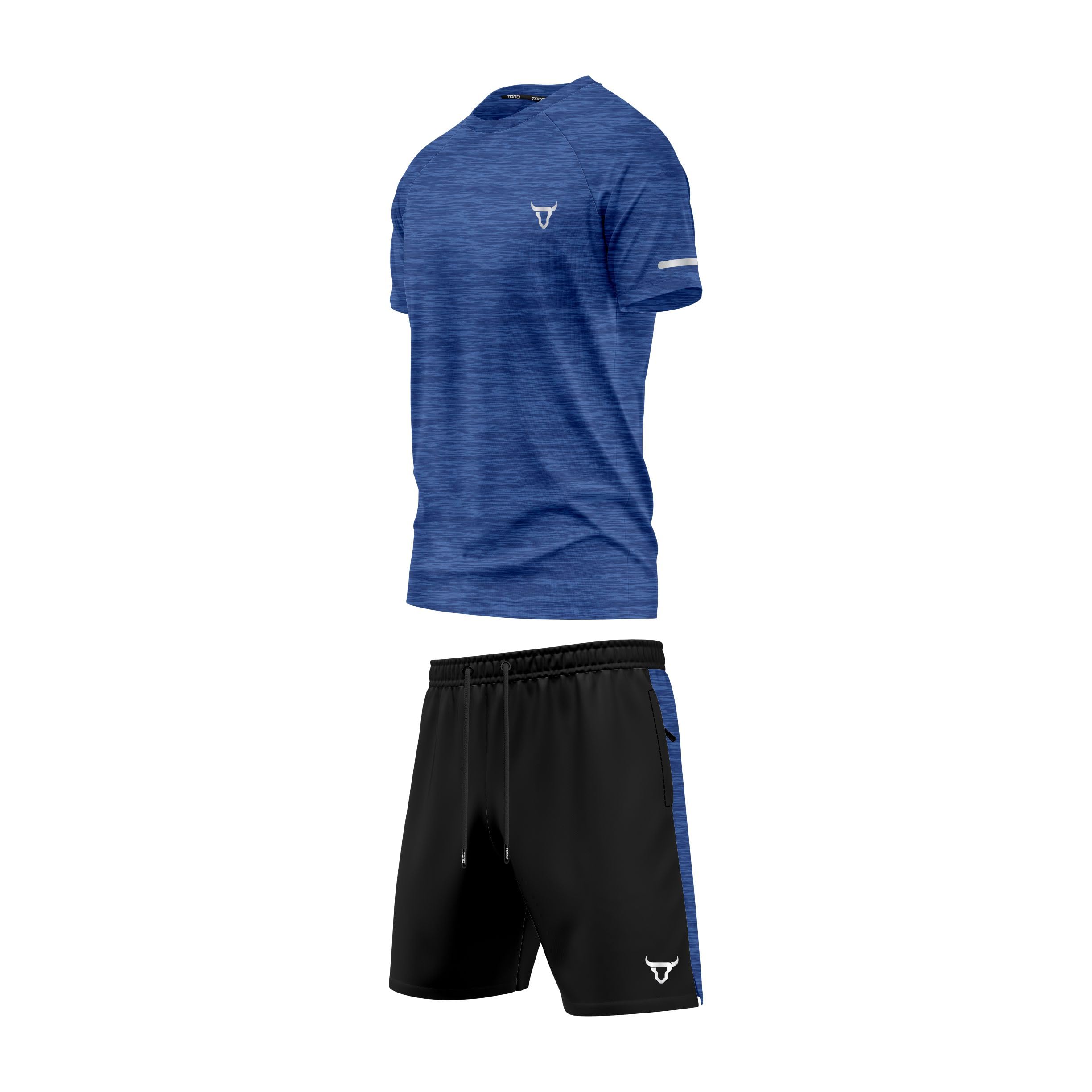 TORO ACTIVA Set da palestra da uomo melange a maniche corte ad asciugatura rapida sportivo casual maglietta pantaloncini da allenamento tuta traspirante Activewear per corsa fitness sollevamento pesi