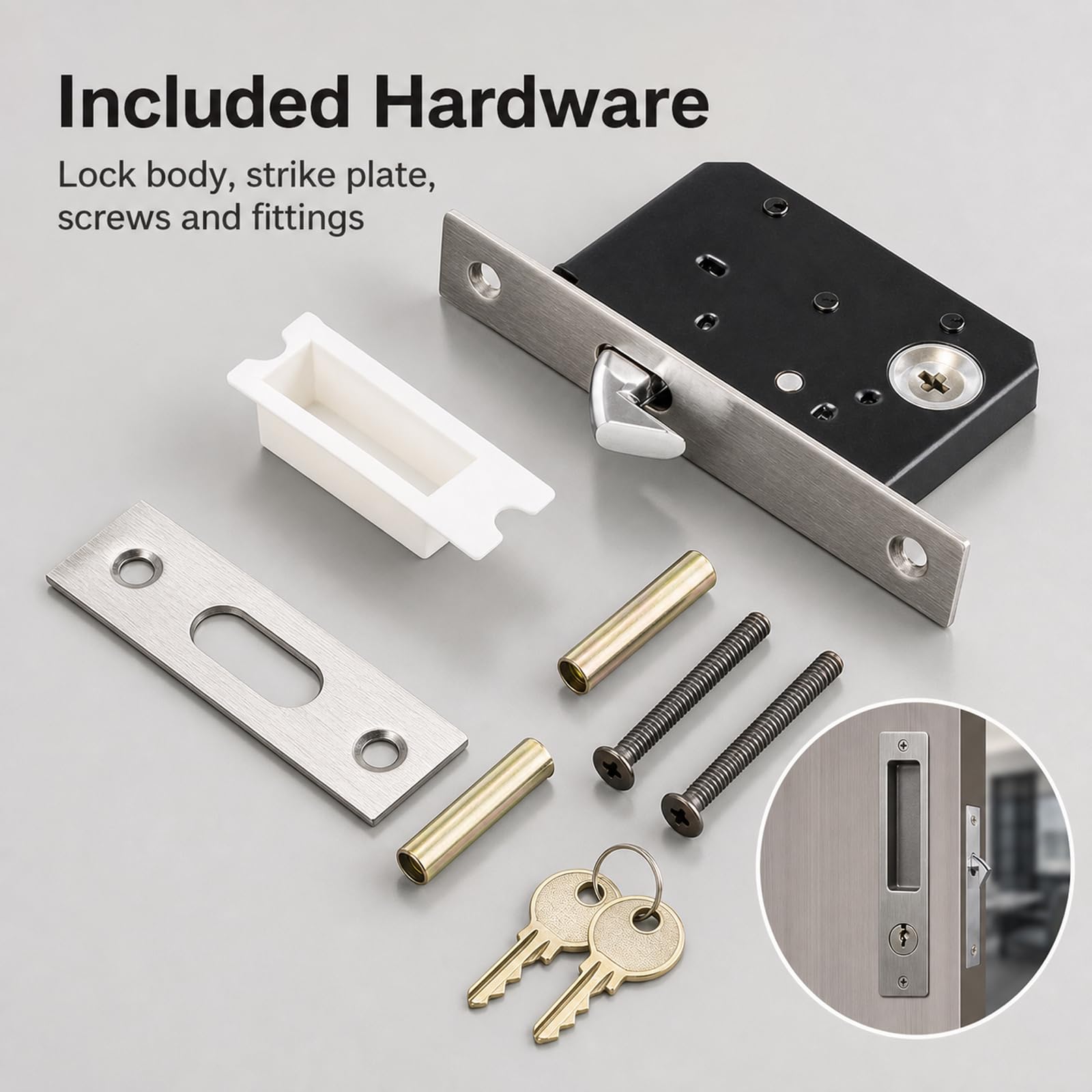 Cerradura Invisible para Puerta corredera,Cerradura de Puerta Corredera,Manilla Invisible para Puertas Empotradas,Cerradura de Embutir para Puerta Corredera,para baño,Armario,Cocina