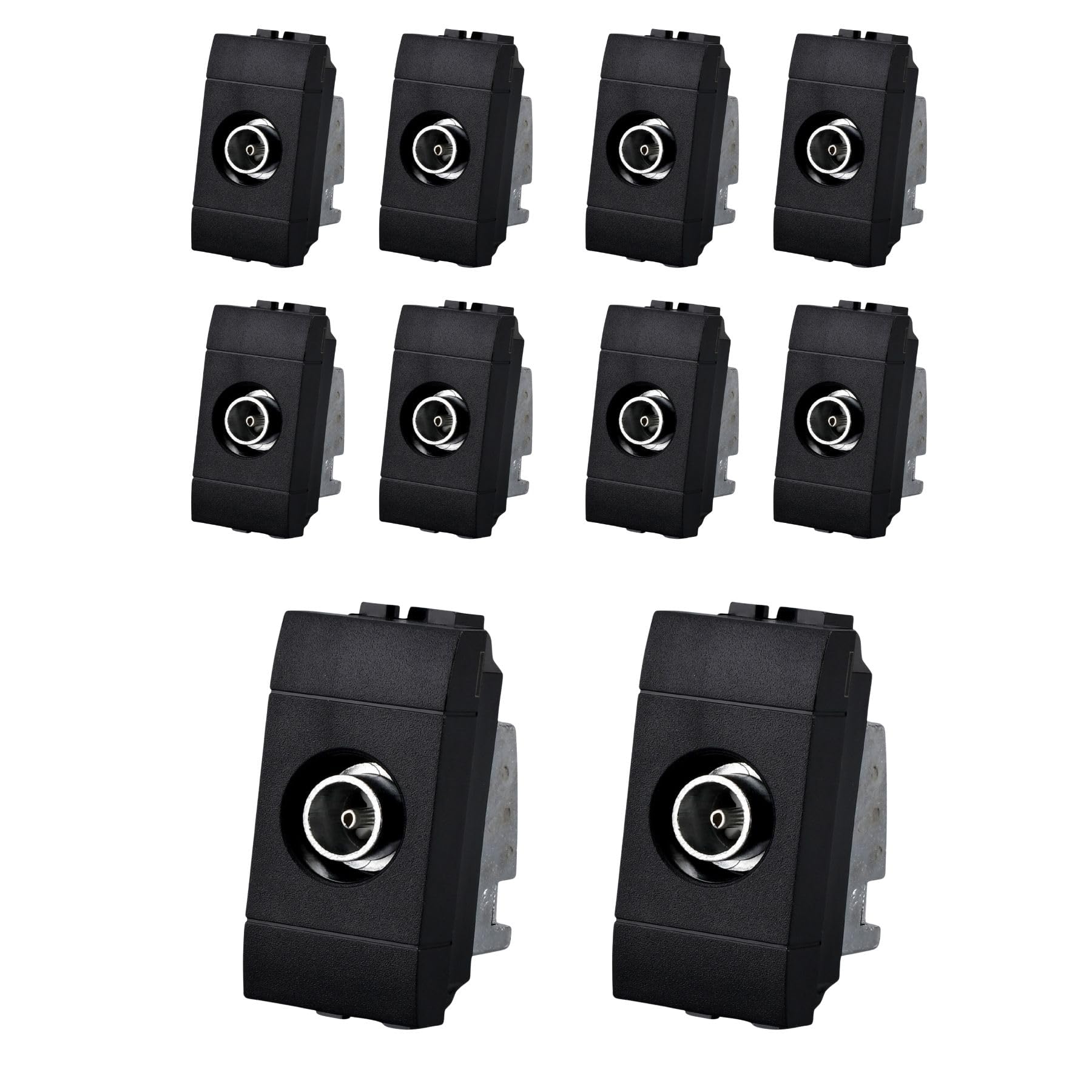 10 Pezzo Connettore Presa TV Passante Maschio, Compatibile con Bticino Living International, Colore Nero, Serie MBL, 1 Modulo