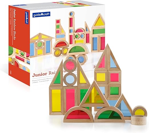 Guidecraft Jr. Rainbow Blocks: 40 Piece Set - Kids Learning & Educational Toys, Stacking Blocks