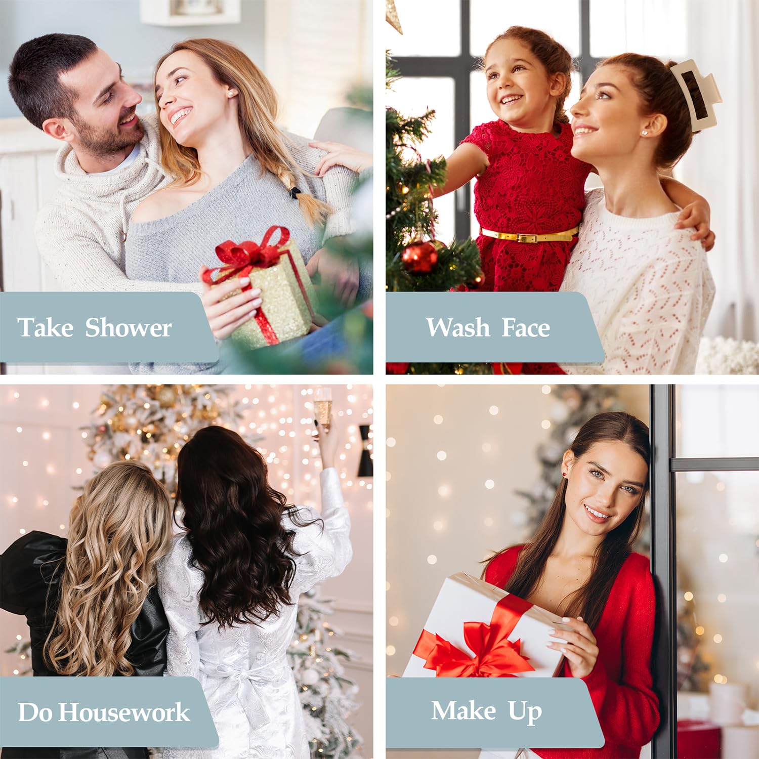 10 Pack Square Claw Clips for Women, Large & Small Rectangle Hair Clips for Thick Thin Hair, Strong Hold Non Slip Matte Plastic Big Banana Hair Claw Clips for Girls, Light Color - Image 3