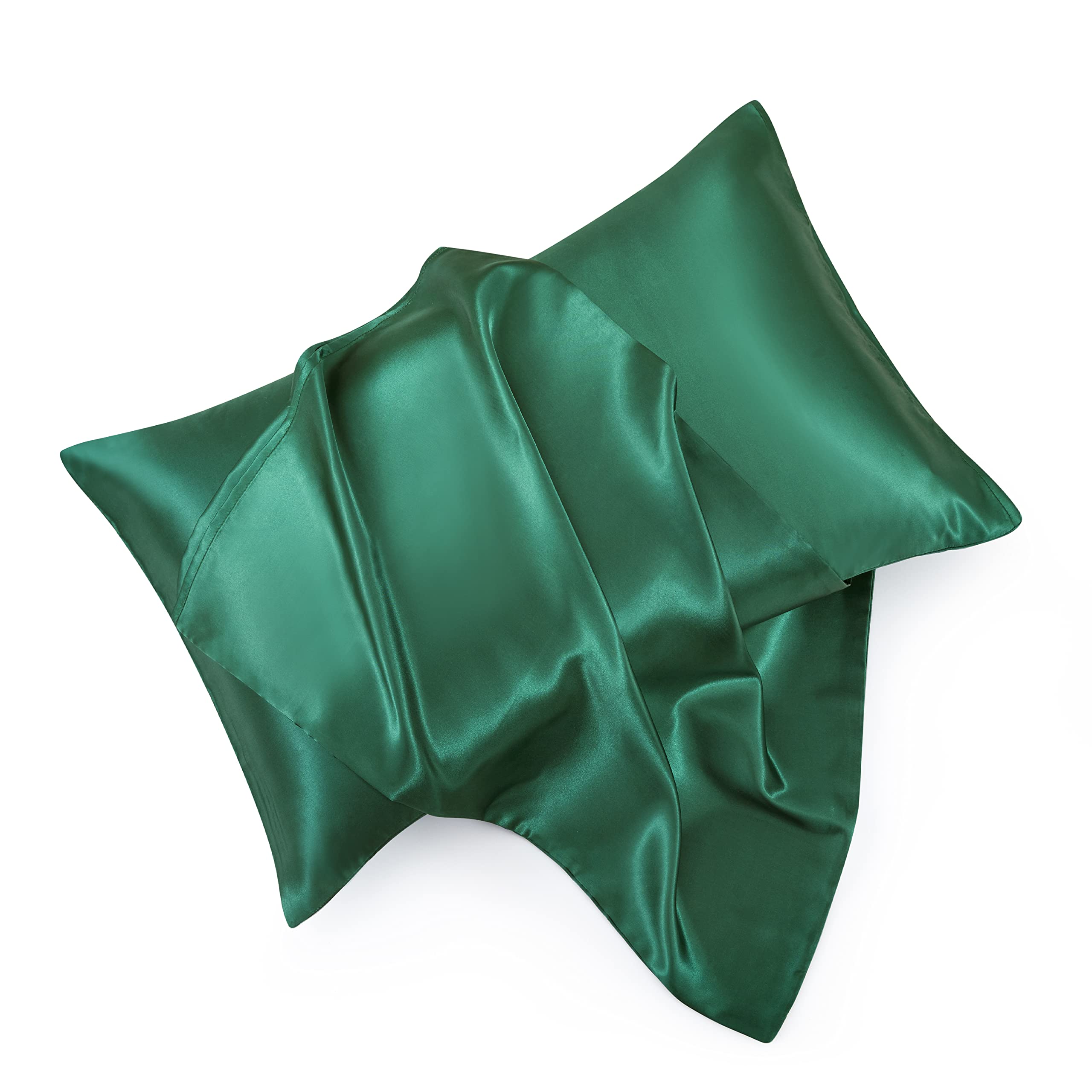 Hommxjf Blackish Green Green Satin Pillowcases For Hair And Skin Standard Set Of 2,Silk Pillow Covers Satin Pillow Case Cover Breathable Pillowcase With Envelope Closure