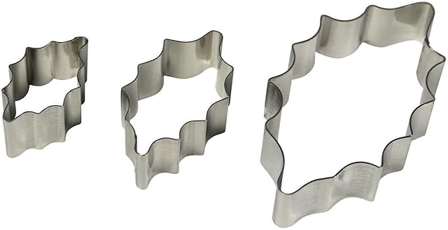PME HL230 Stainless Steel Holly Leaf Cutters, Set of 3 , Silver , 2 x 1.2 x 5.3 cm