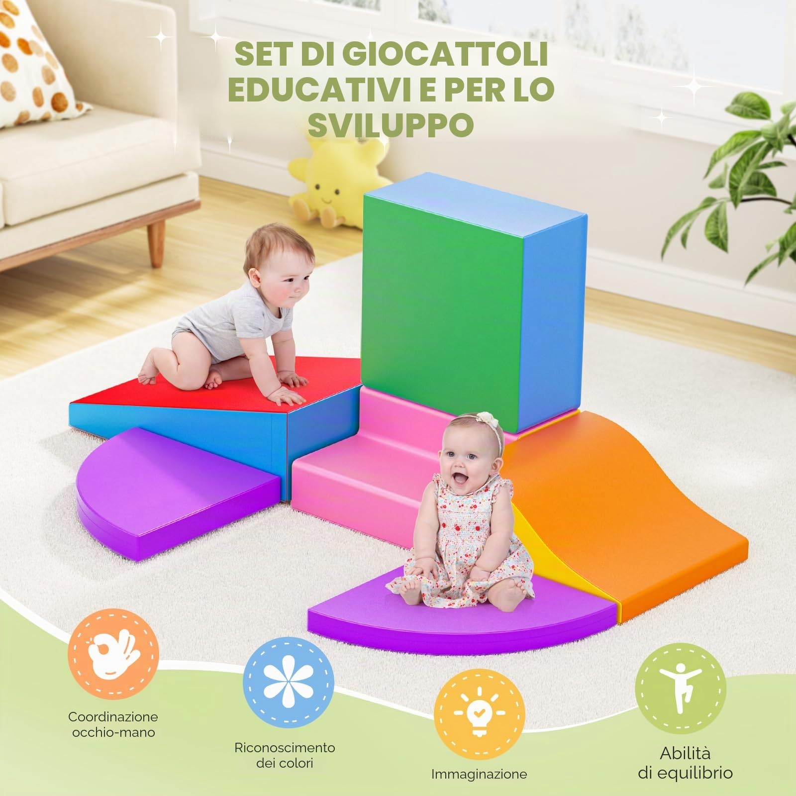 Lischwert - Set di 6 blocchi da costruzione giganti in schiuma kit castello, multicolore (HMJM)