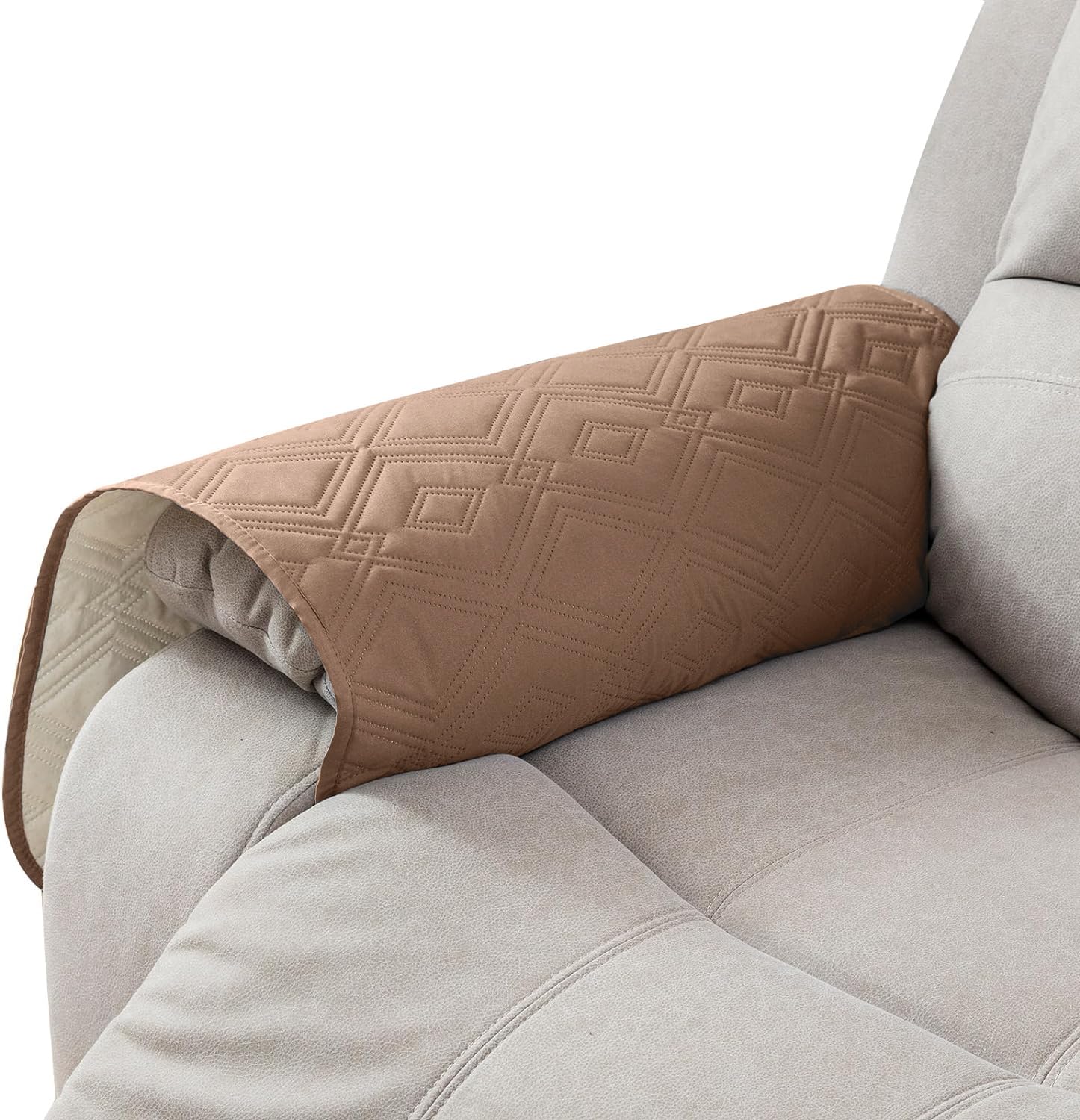 LINGKY Waterproof Armchair Covers for Arms Sofa Arm Protector Covers Armrest Slipcover for Recliner Chair Anti-Slip Armrest Cover for Living Room Sofa Arm Covers, 1 Piece (Camel)