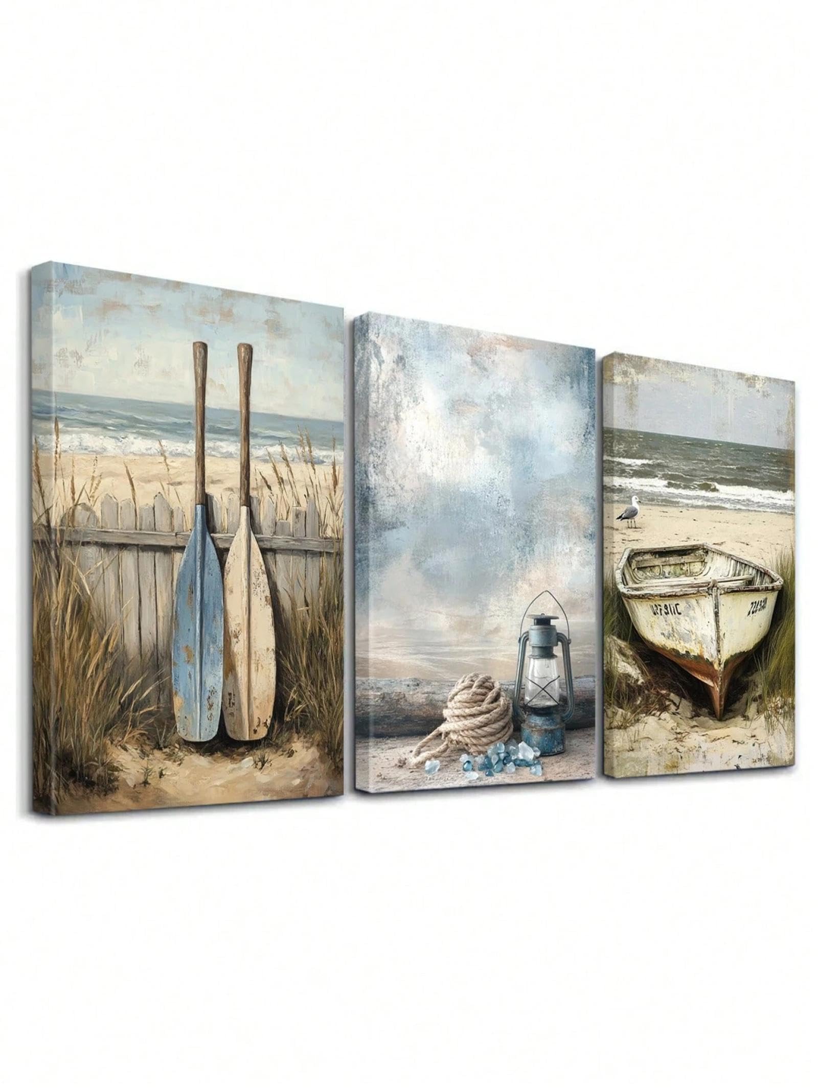 Impression d'art bord de mer encadrée triptyque moderne 50 x 70 cm - 8